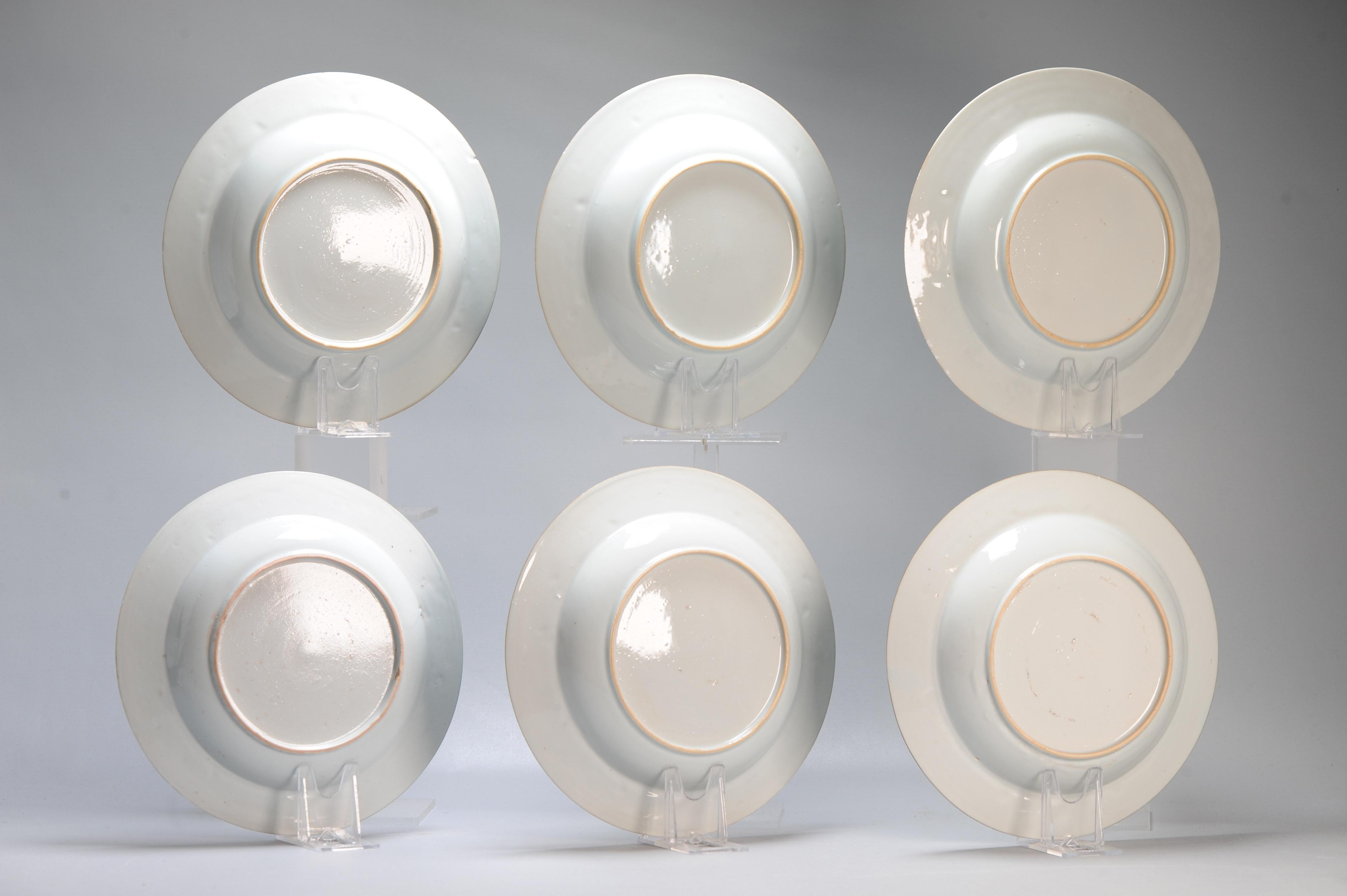 #6 Antiguos Platos de Porcelana China 18C Kangxi/Yongzheng Juego Azul Blanco en venta 2