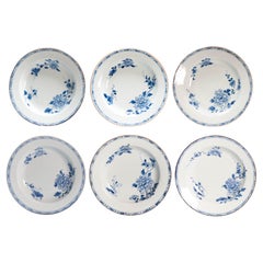 #6 Antique Chinese Porcelain 18C Kangxi/Yongzheng Blue White Set Dinner Plates