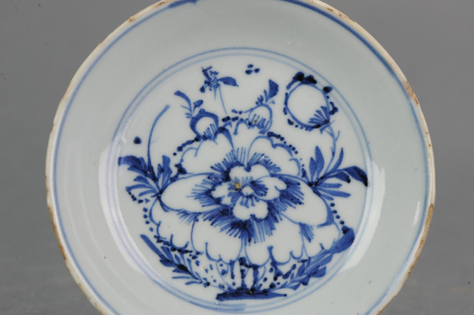 #6 Antique Chinese Porcelain Tianqi Chongzhen 16/17C Ming Peony Plate Marked For Sale 3