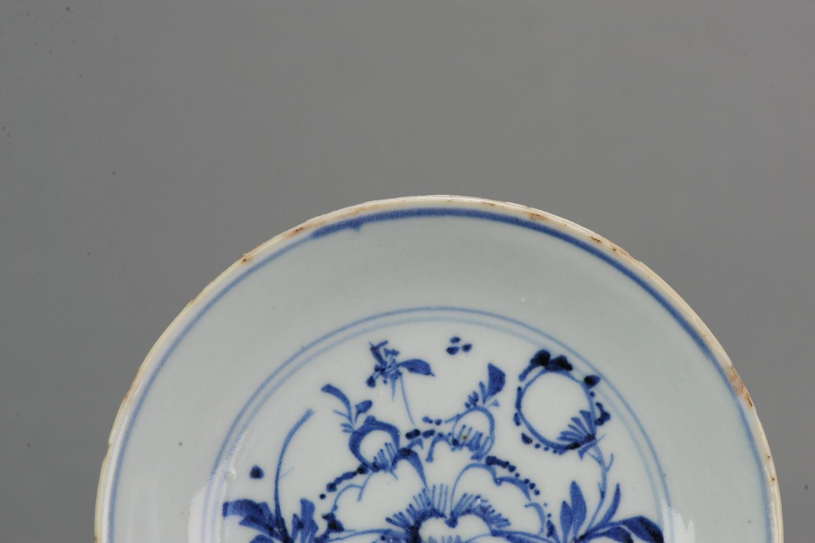 #6 Antique Chinese Porcelain Tianqi Chongzhen 16/17C Ming Peony Plate Marked For Sale 2