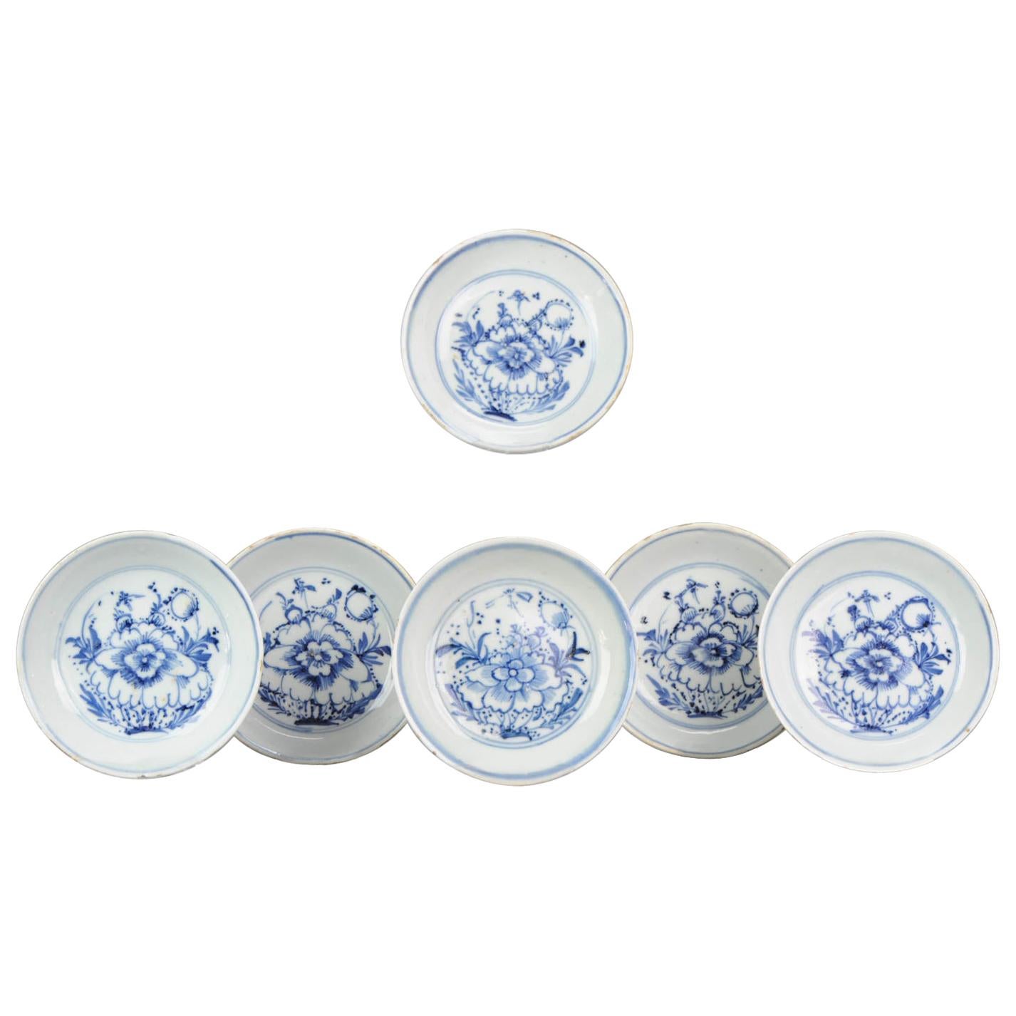#6 Antique Chinese Porcelain Tianqi Chongzhen 16/17C Ming Peony Plate Marked