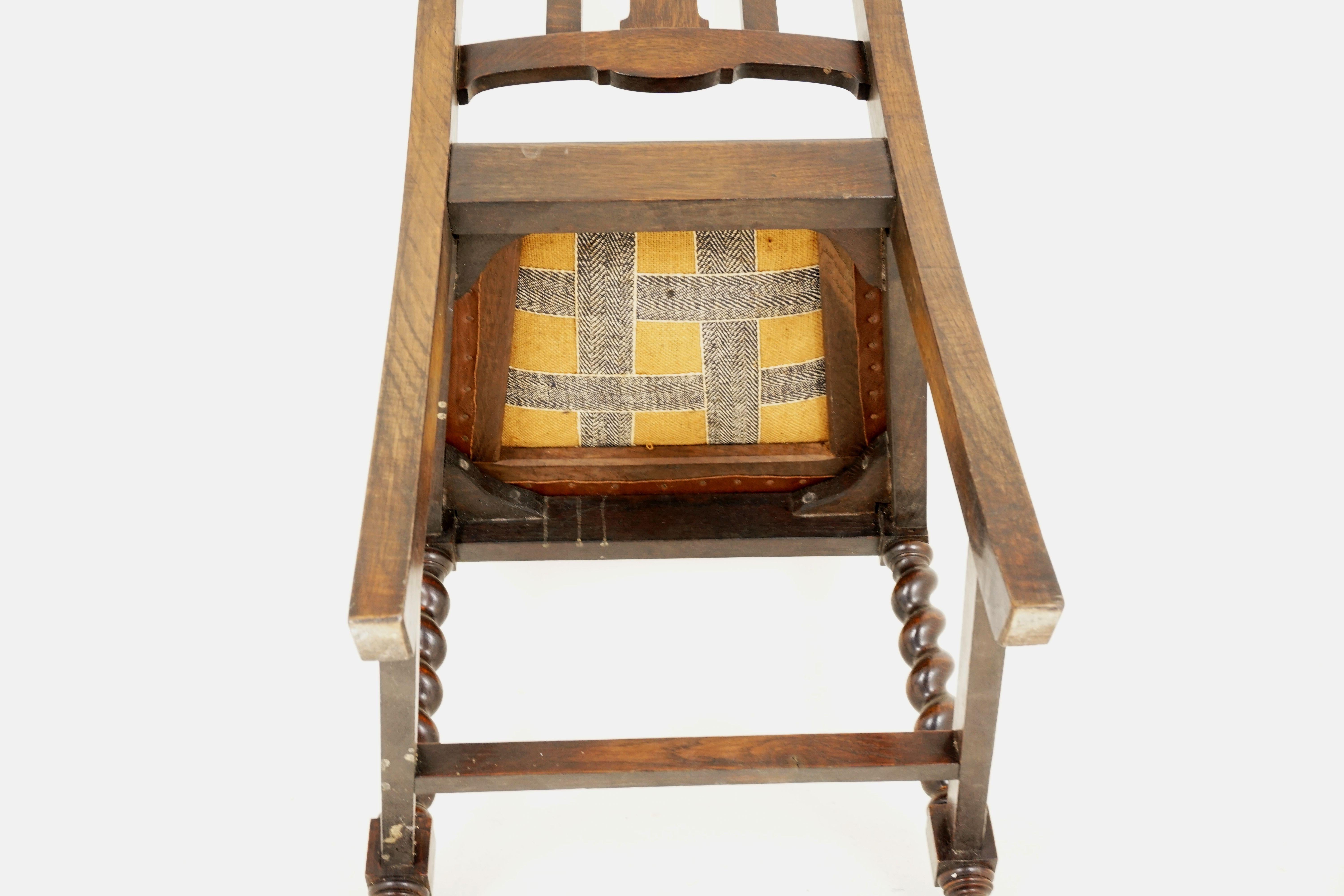 6 Antique Dining Chairs, Oak Barley Twist, Set of 6, Scotland 1920, B2210 1