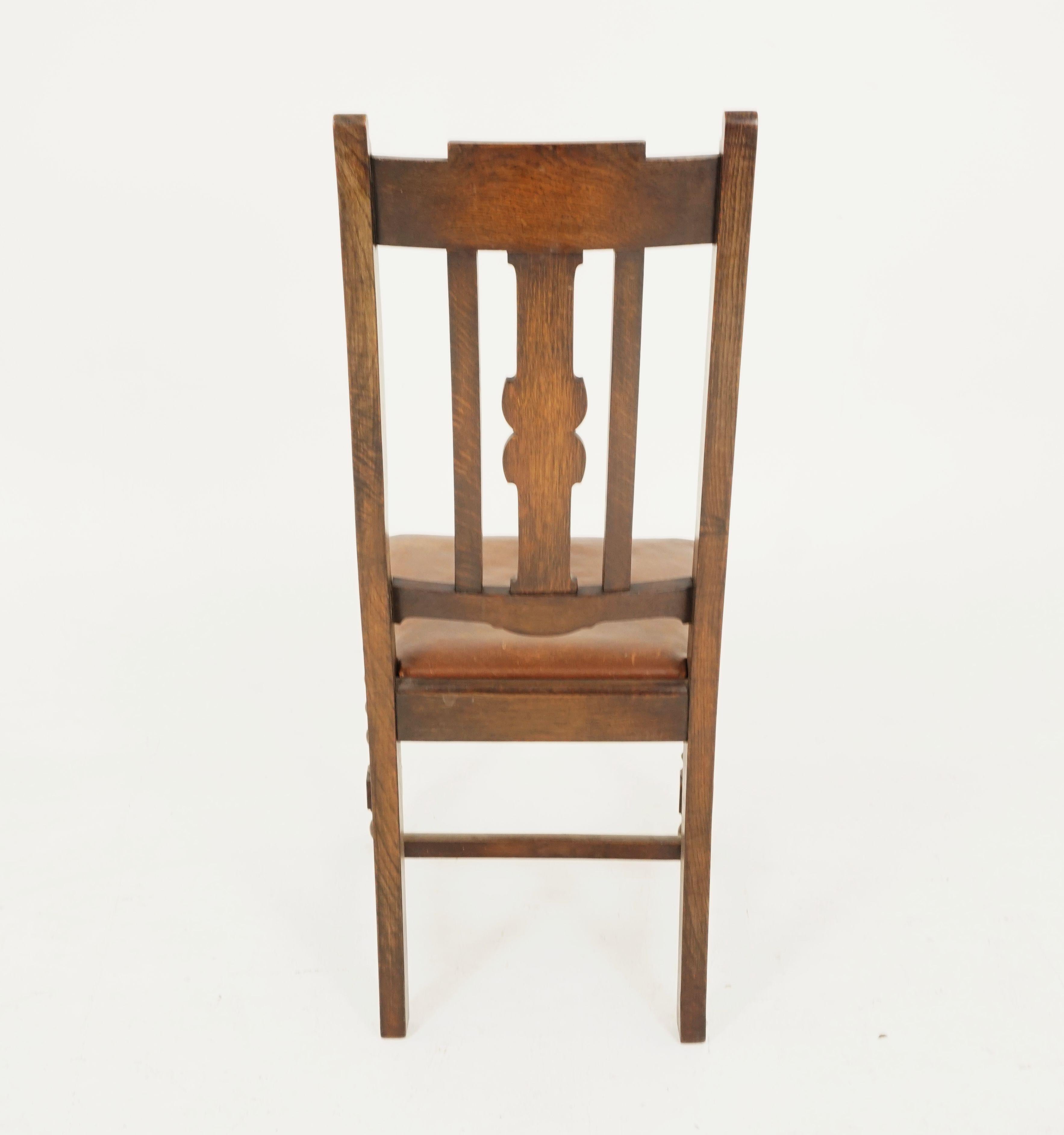 Early 20th Century 6 Antique Dining Chairs, Oak Barley Twist, Set of 6, Scotland 1920, B2210