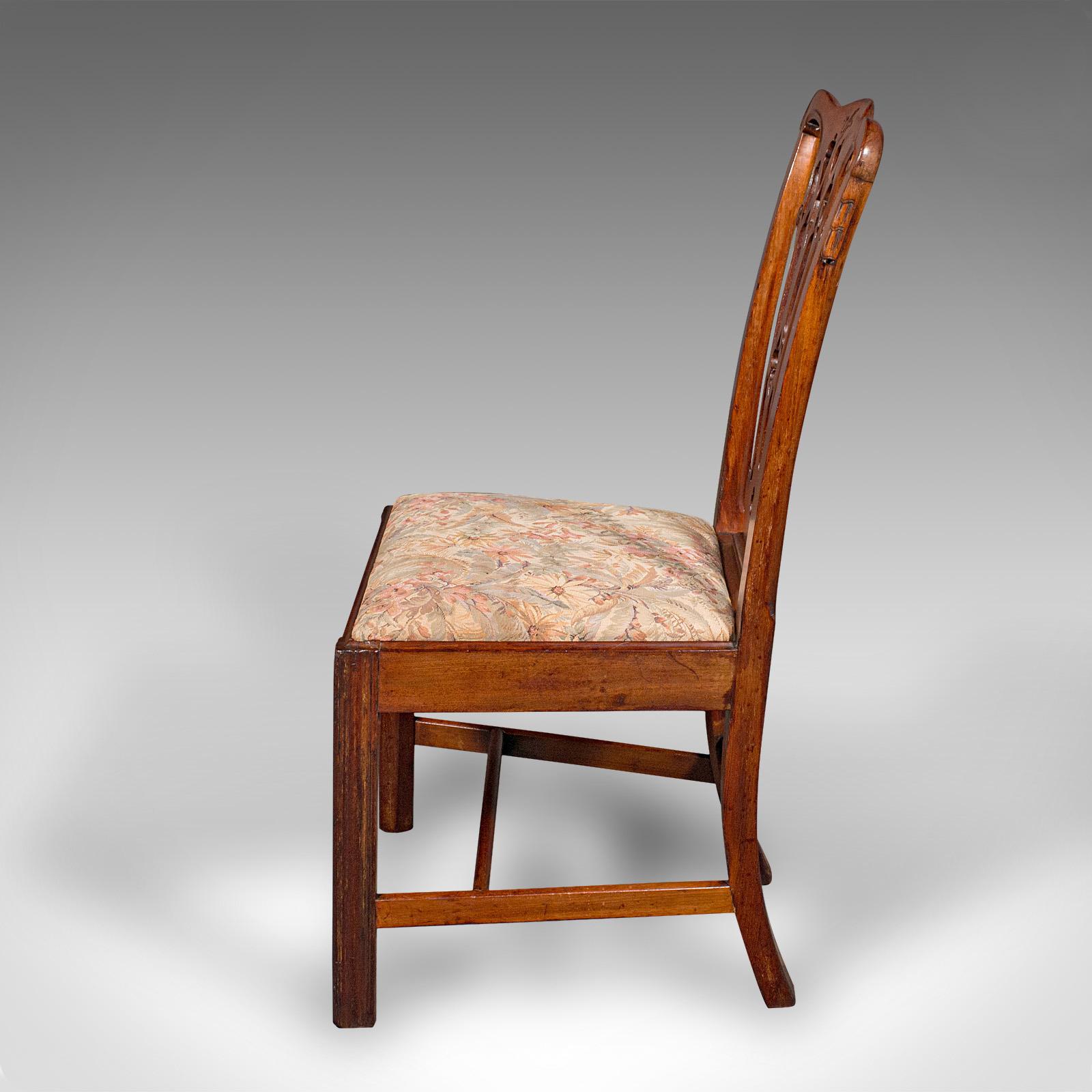 British 6 Antique Dining Room Chairs, English, Walnut, After Chippendale, Georgian, 1800