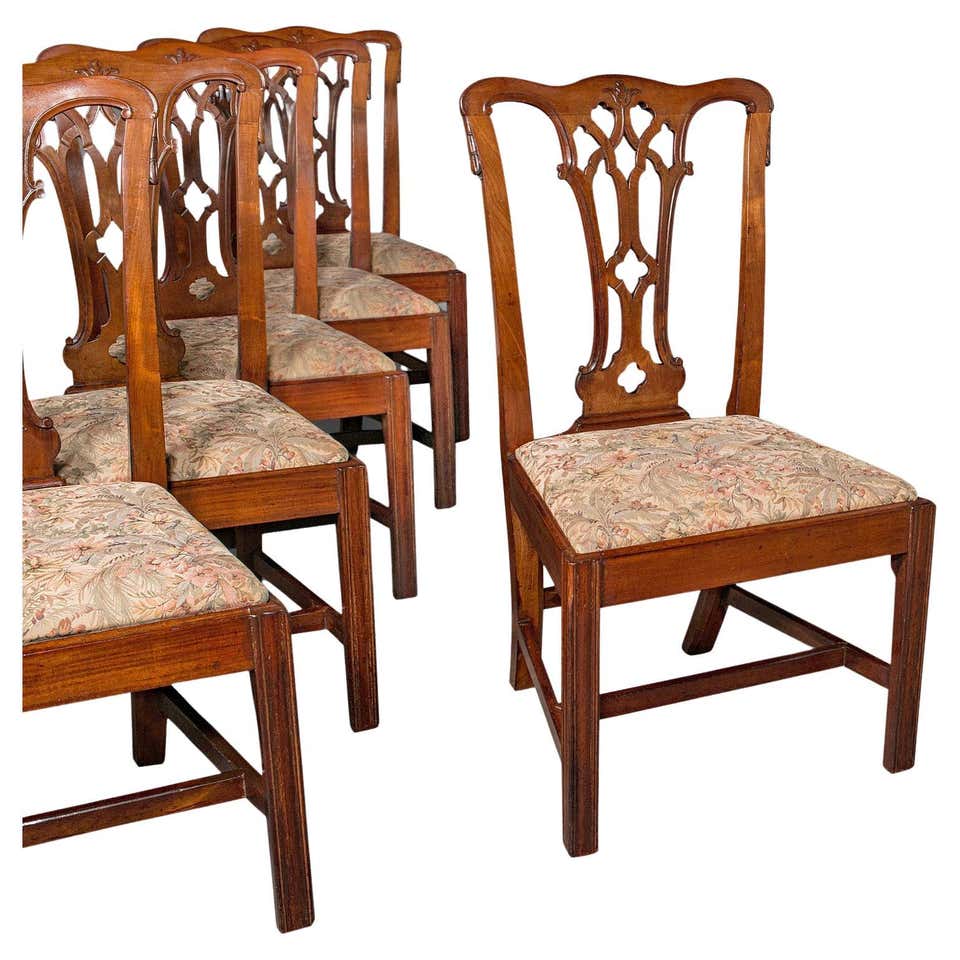 Set of 8 Antique Dining Chairs, English, Walnut, Carver, Seat ...