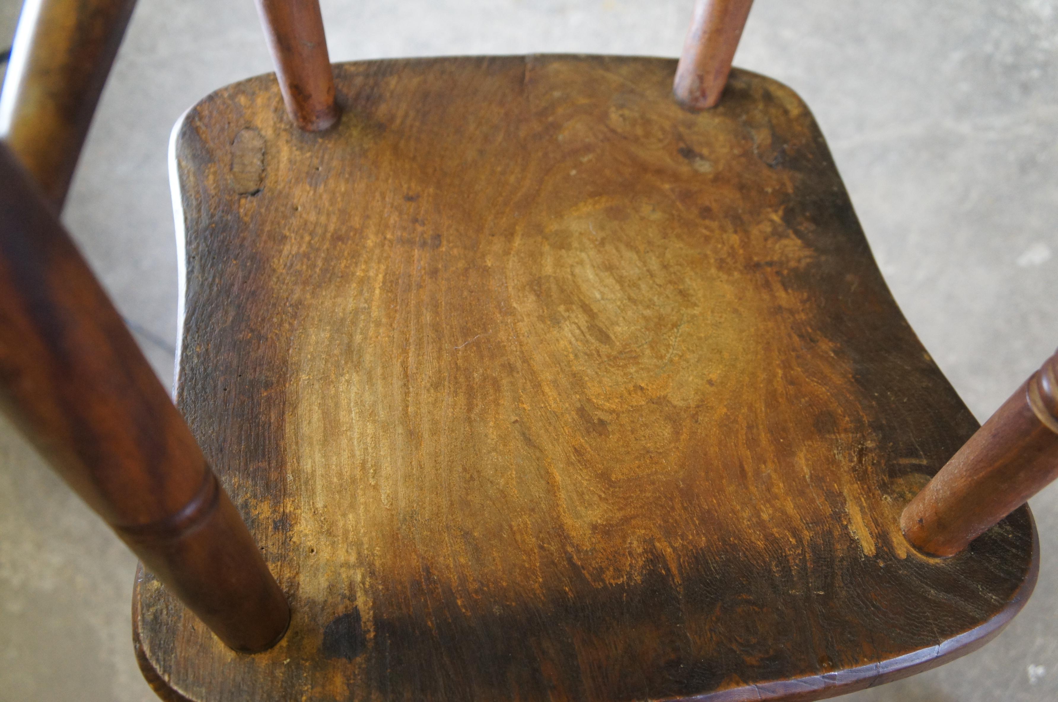 6 Antique English Glenister Wycomb Elm Windsor Country Farmhouse Dining Chairs 5