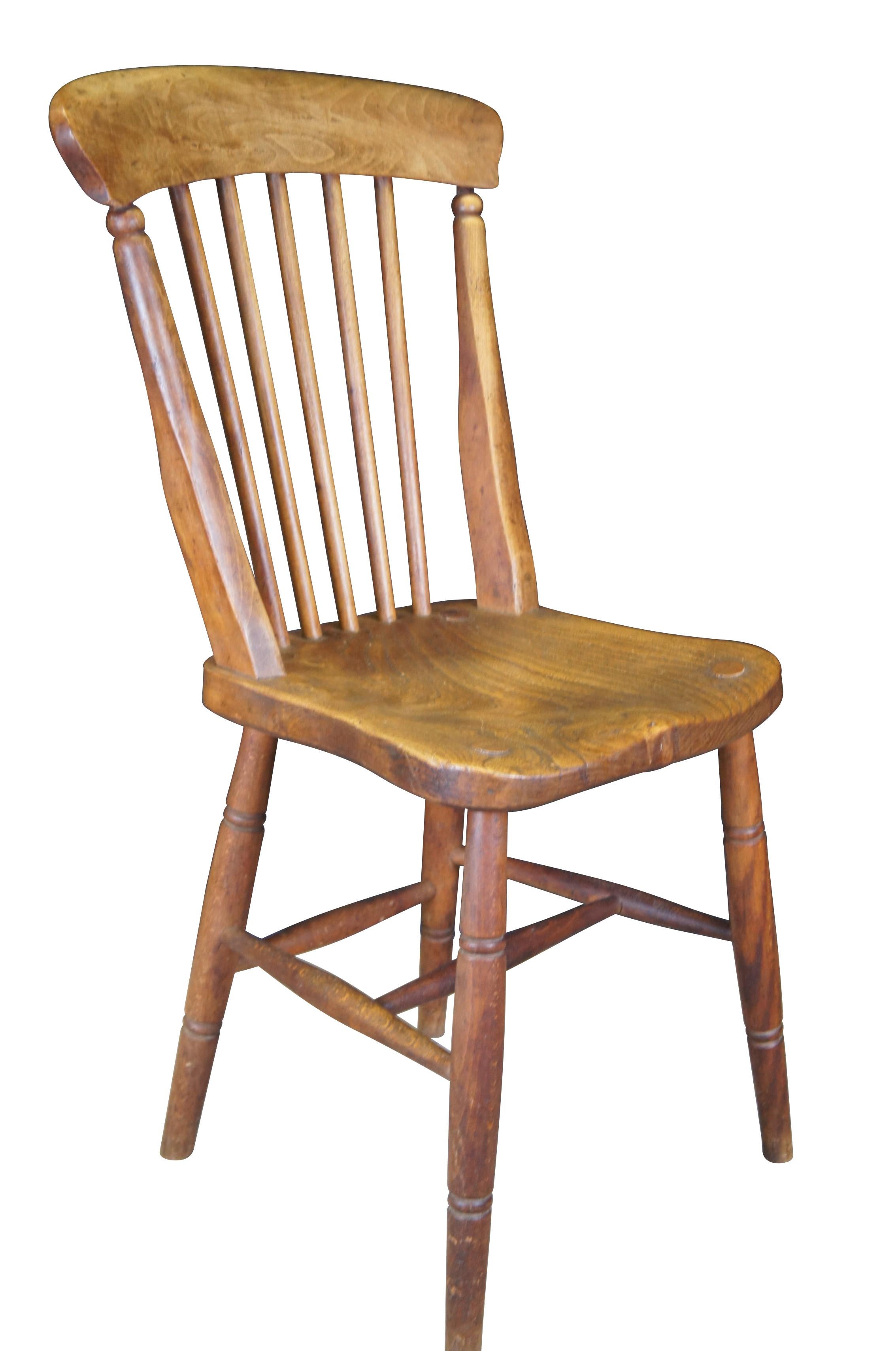 Victorian 6 Antique English Glenister Wycomb Elm Windsor Country Farmhouse Dining Chairs For Sale