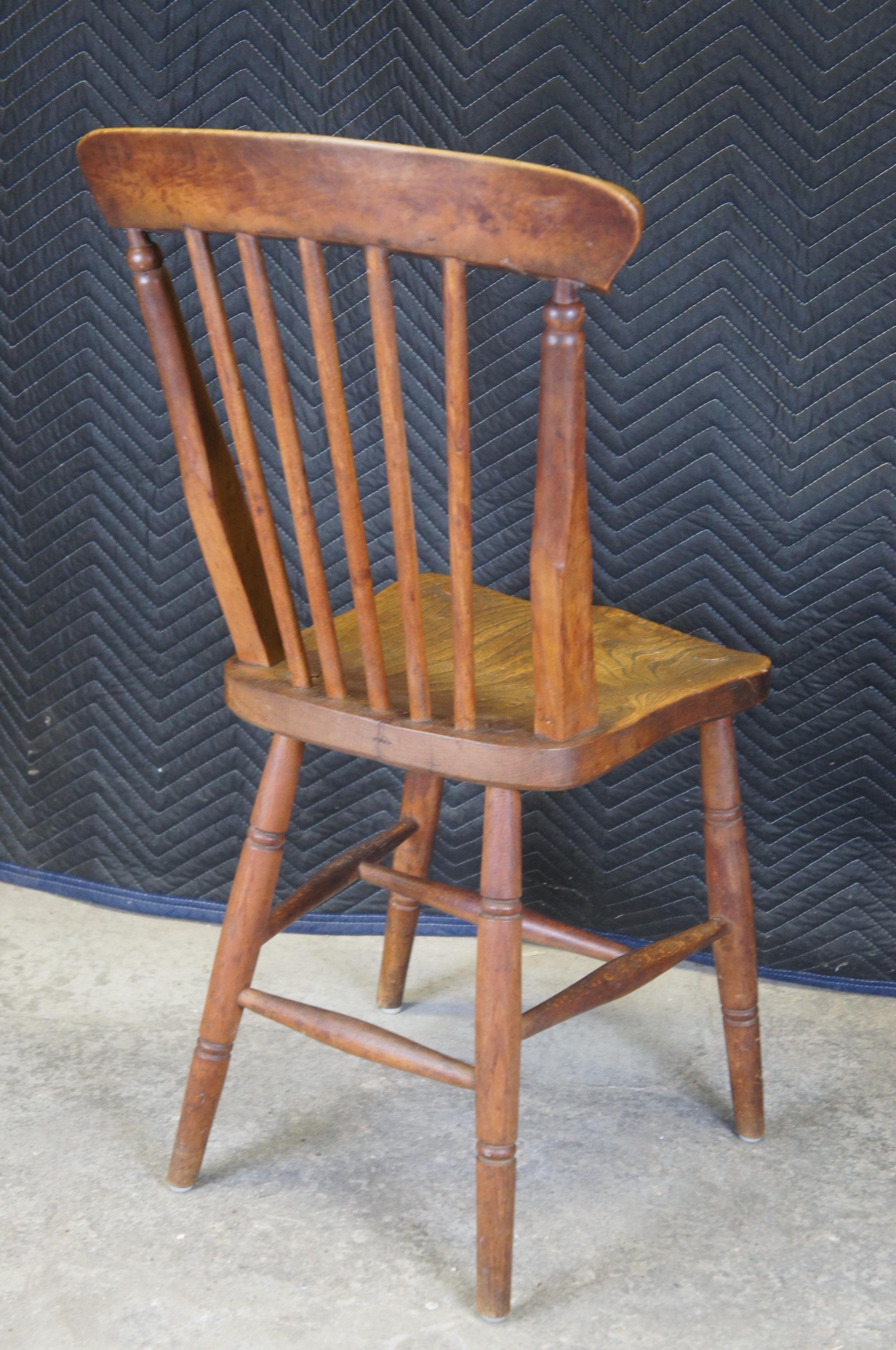 XIXe siècle 6 chaises de salle à manger anglaises anciennes Glenister Wycomb Elm Windsor Country Farmhouse en vente
