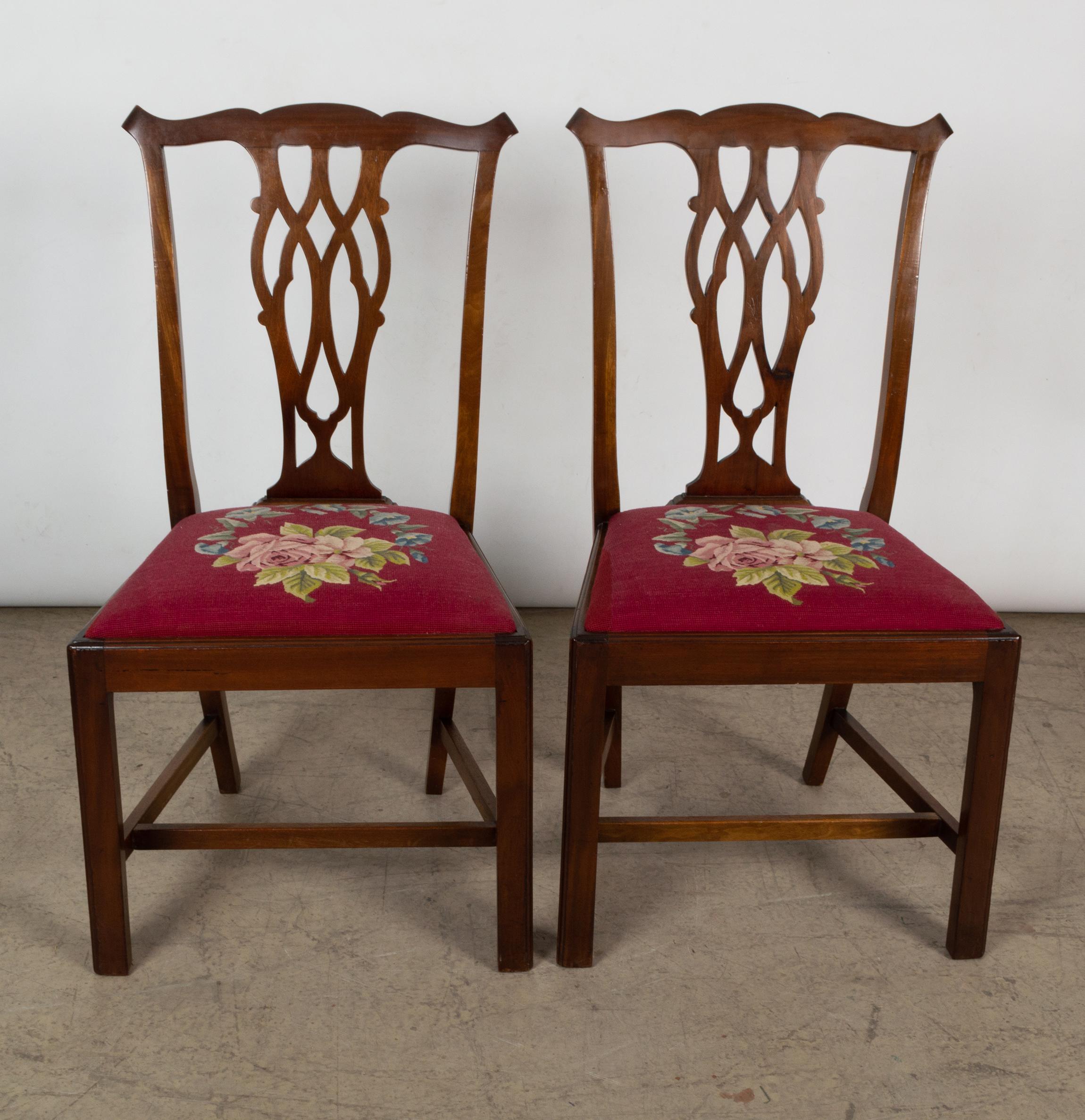 6 Antique English Victorian Chippendale Revival Mahogany Dining Chairs For Sale 10