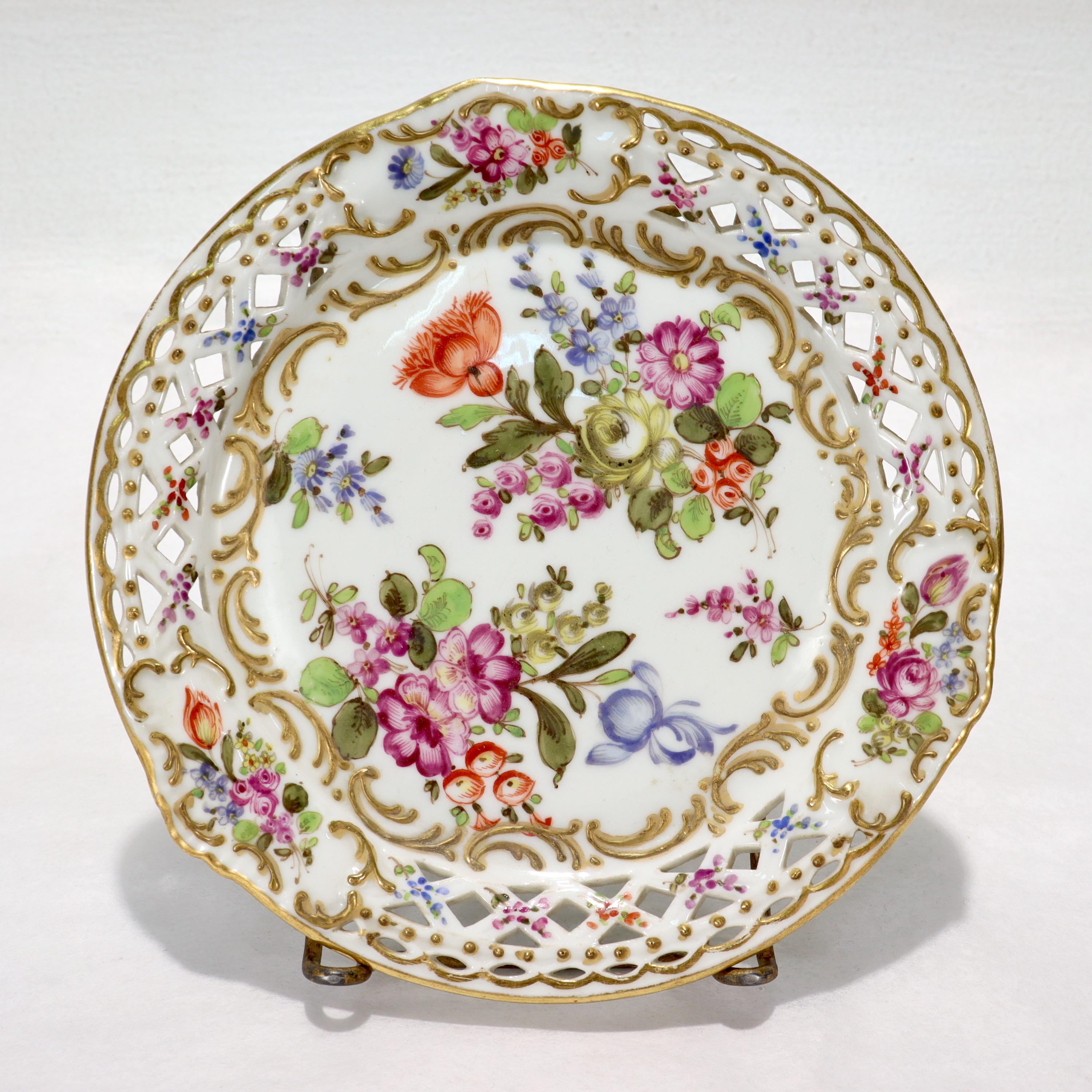 6 Antique French Bloch & Bourdois Reticulated Dresden Style Porcelain Plates In Good Condition For Sale In Philadelphia, PA