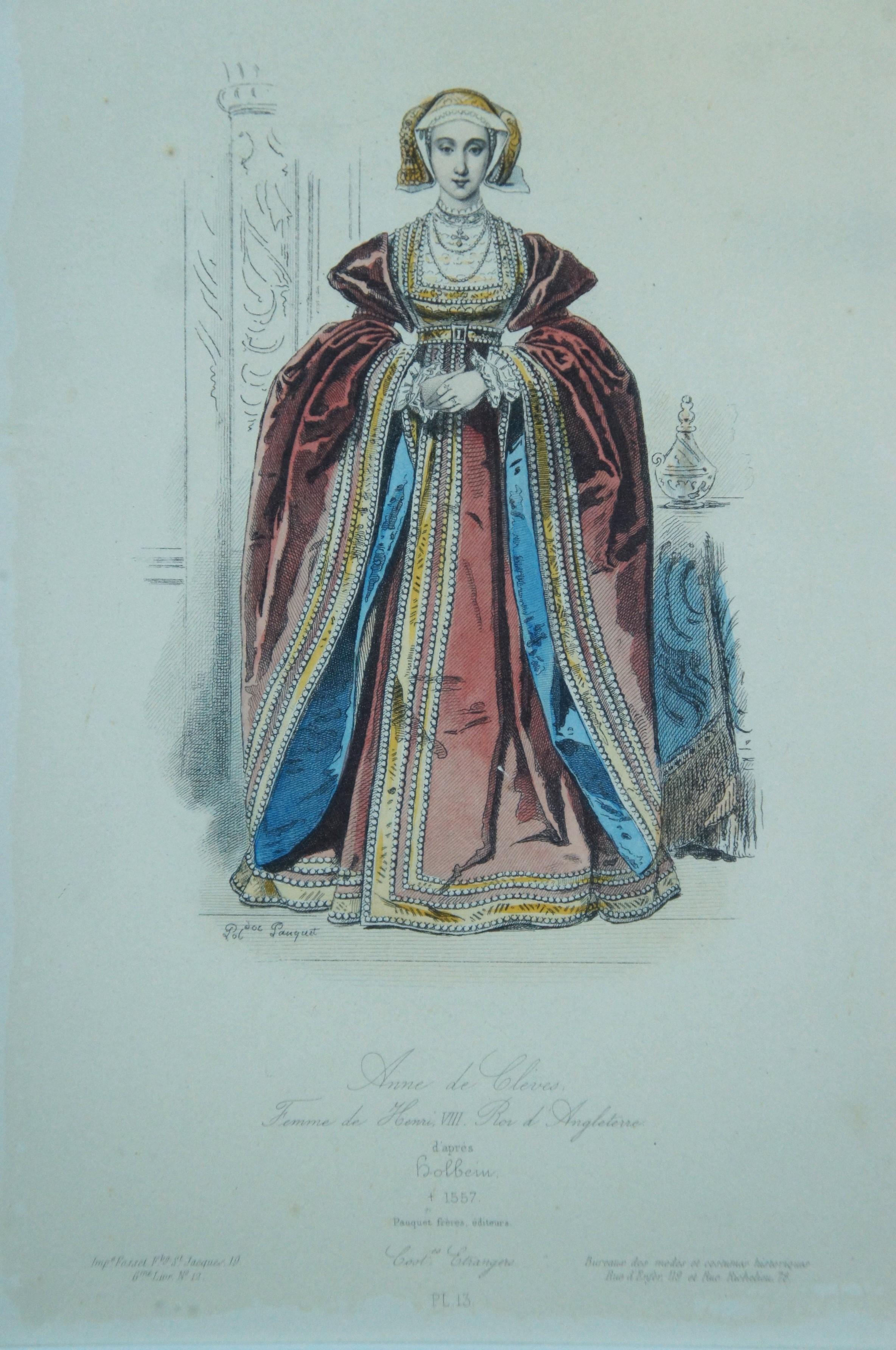 Paper 6 Antique French Historical Fashion Costume Engravings Pauquet Holbein