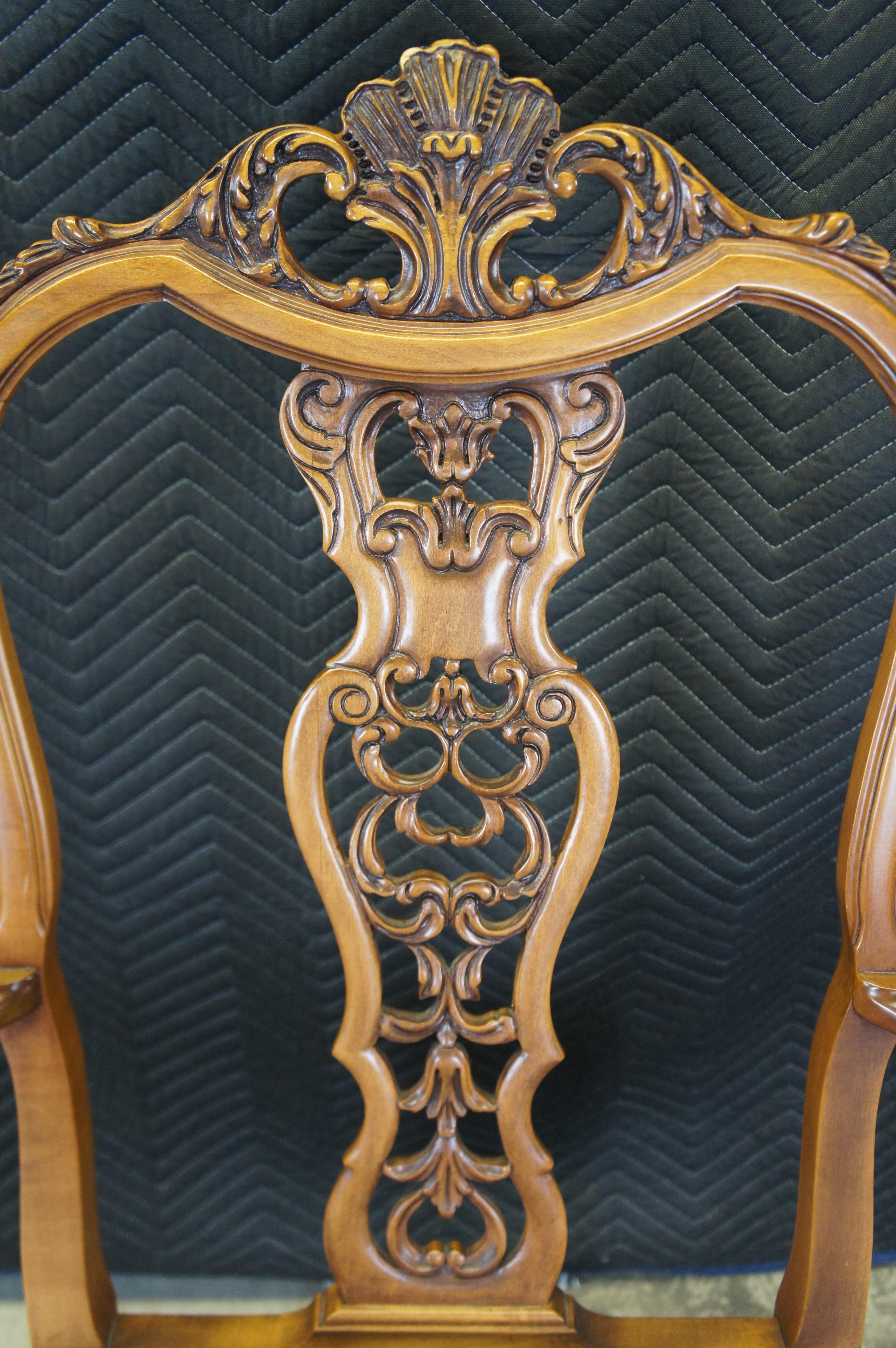 6 Antique French Provincal Louis XV Walnut Reticulated Needlepoint Dining Chairs 1
