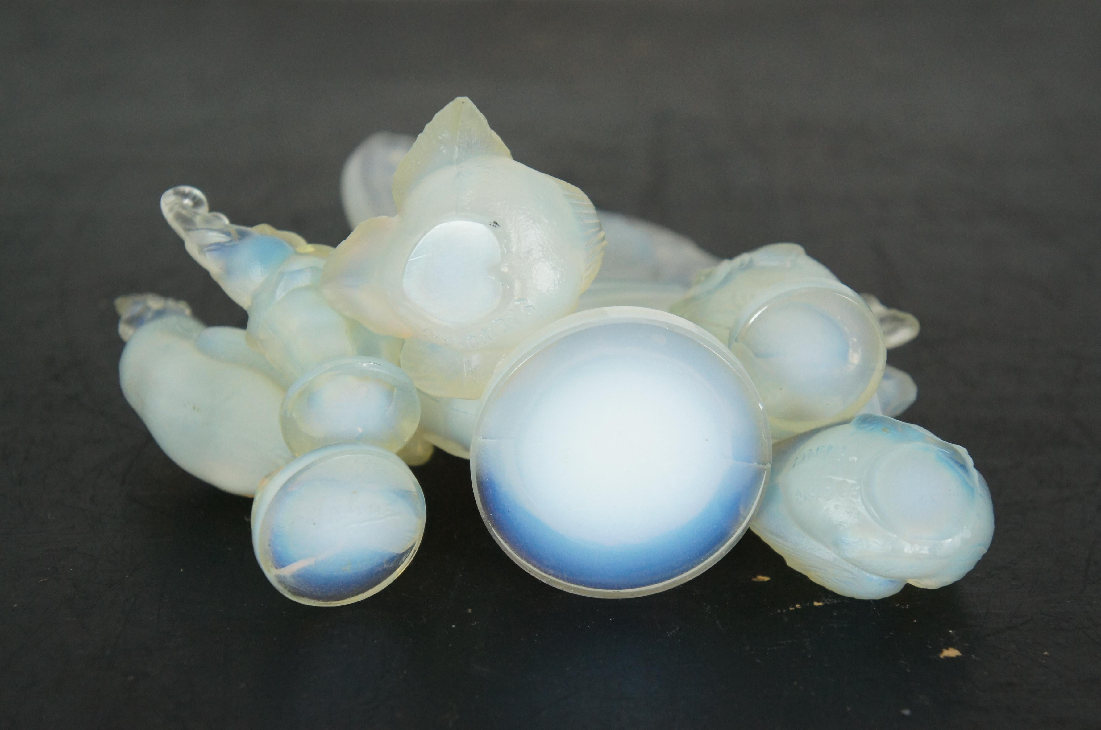 6 Figurillas francesas Art Decó Sabino Art Glass Mariposa Elefante Gorriones en venta 5