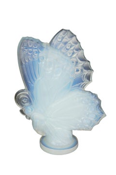 6 French Art Deco Sabino Opalescant Glass Figurines Butterfly Elephant Sparrows