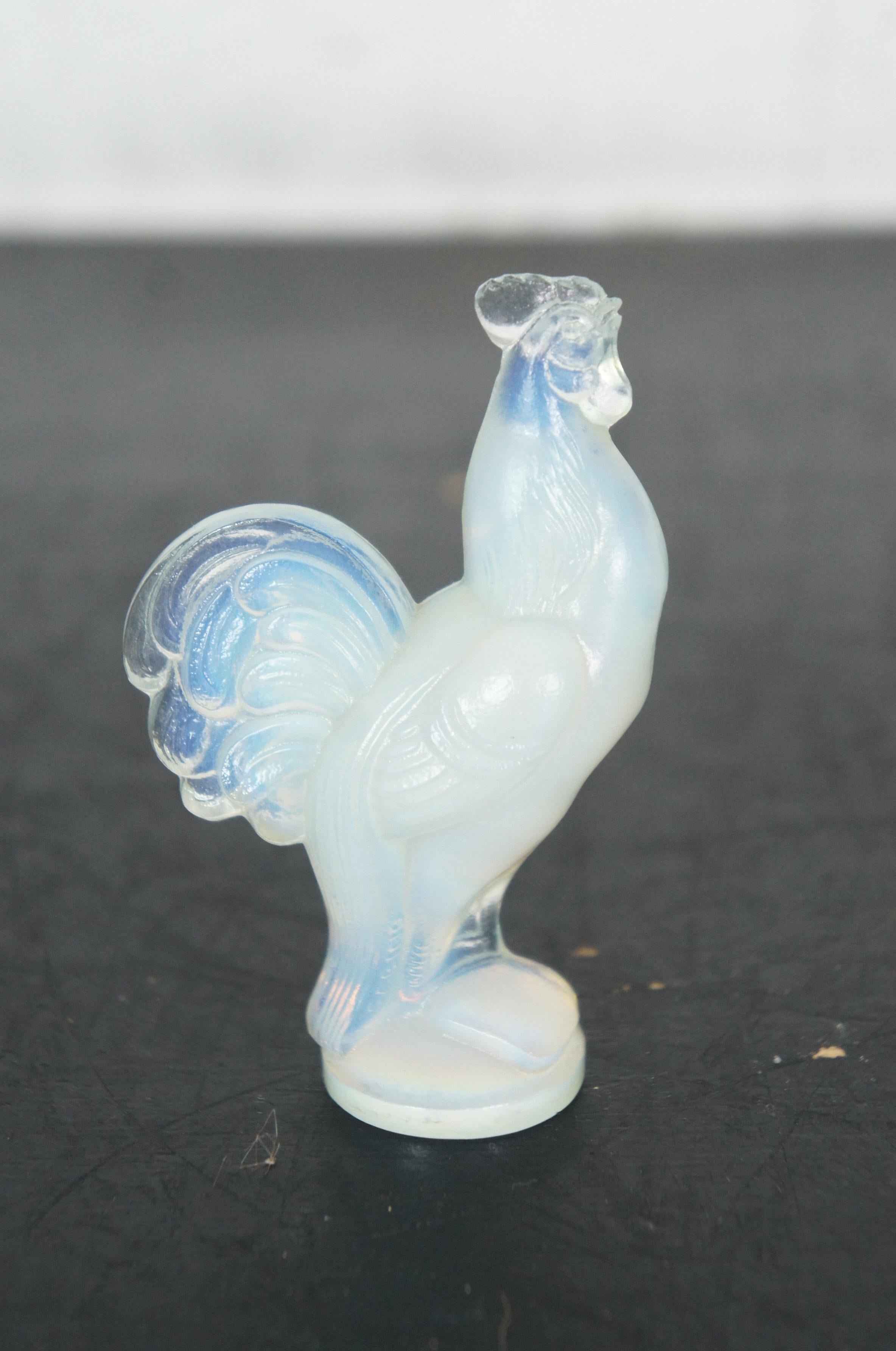 6 Figurillas francesas Art Decó Sabino Art Glass Mariposa Elefante Gorriones mediados del siglo XX en venta