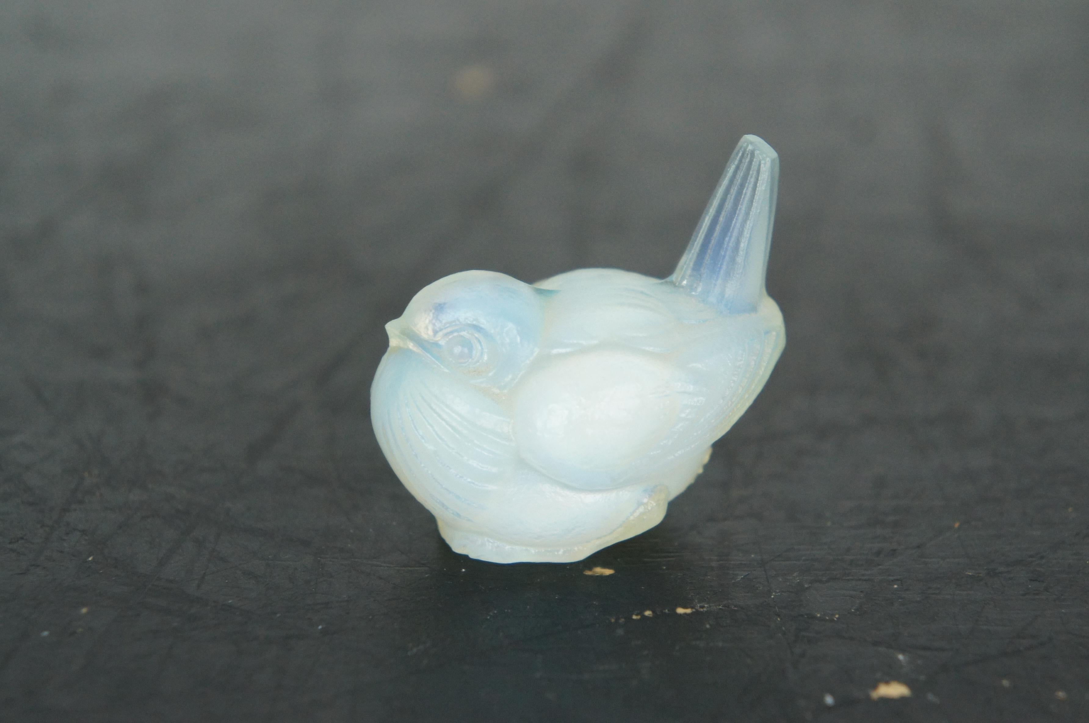 6 Figurillas francesas Art Decó Sabino Art Glass Mariposa Elefante Gorriones en venta 2