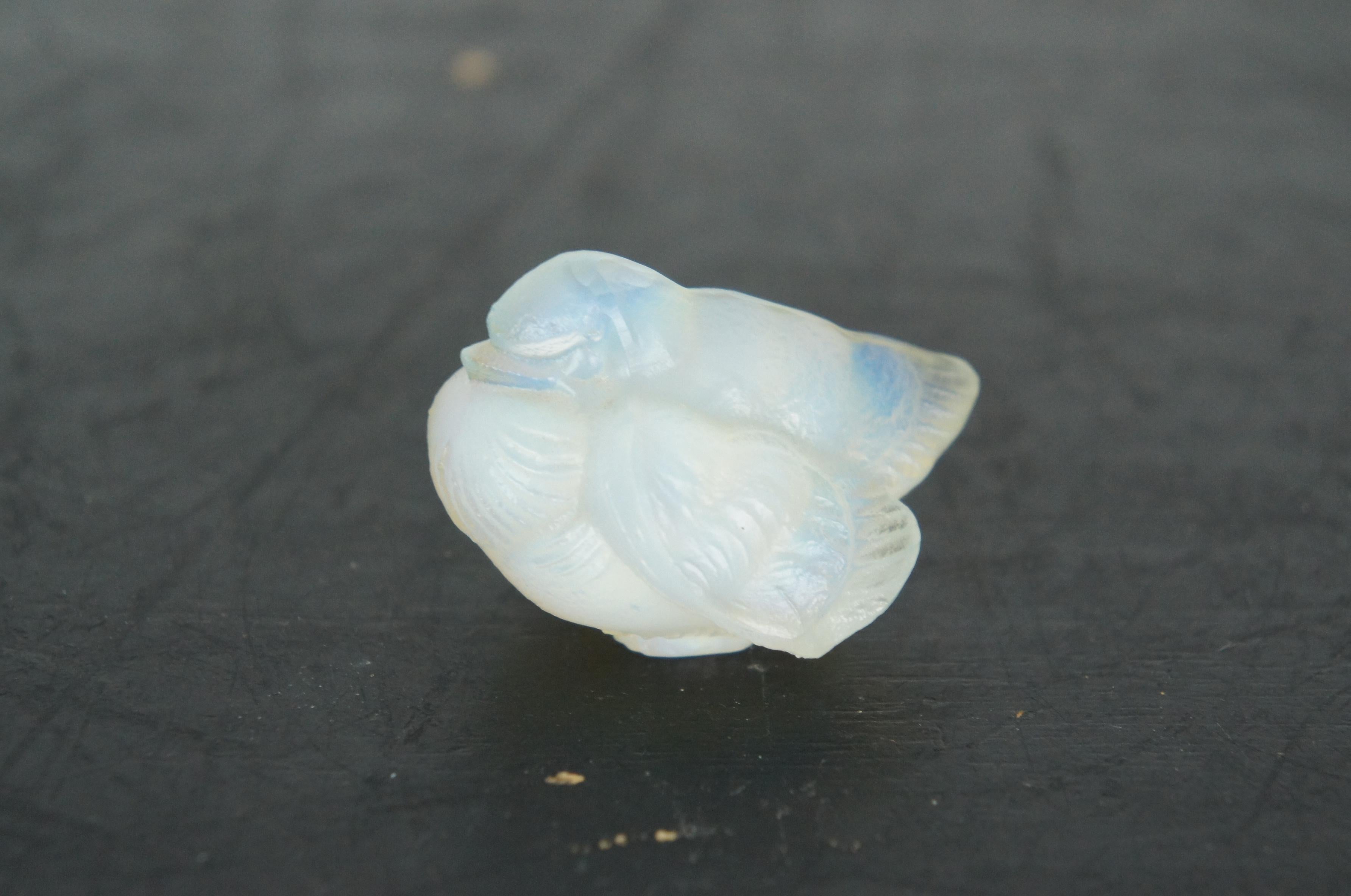 6 Figurillas francesas Art Decó Sabino Art Glass Mariposa Elefante Gorriones en venta 3