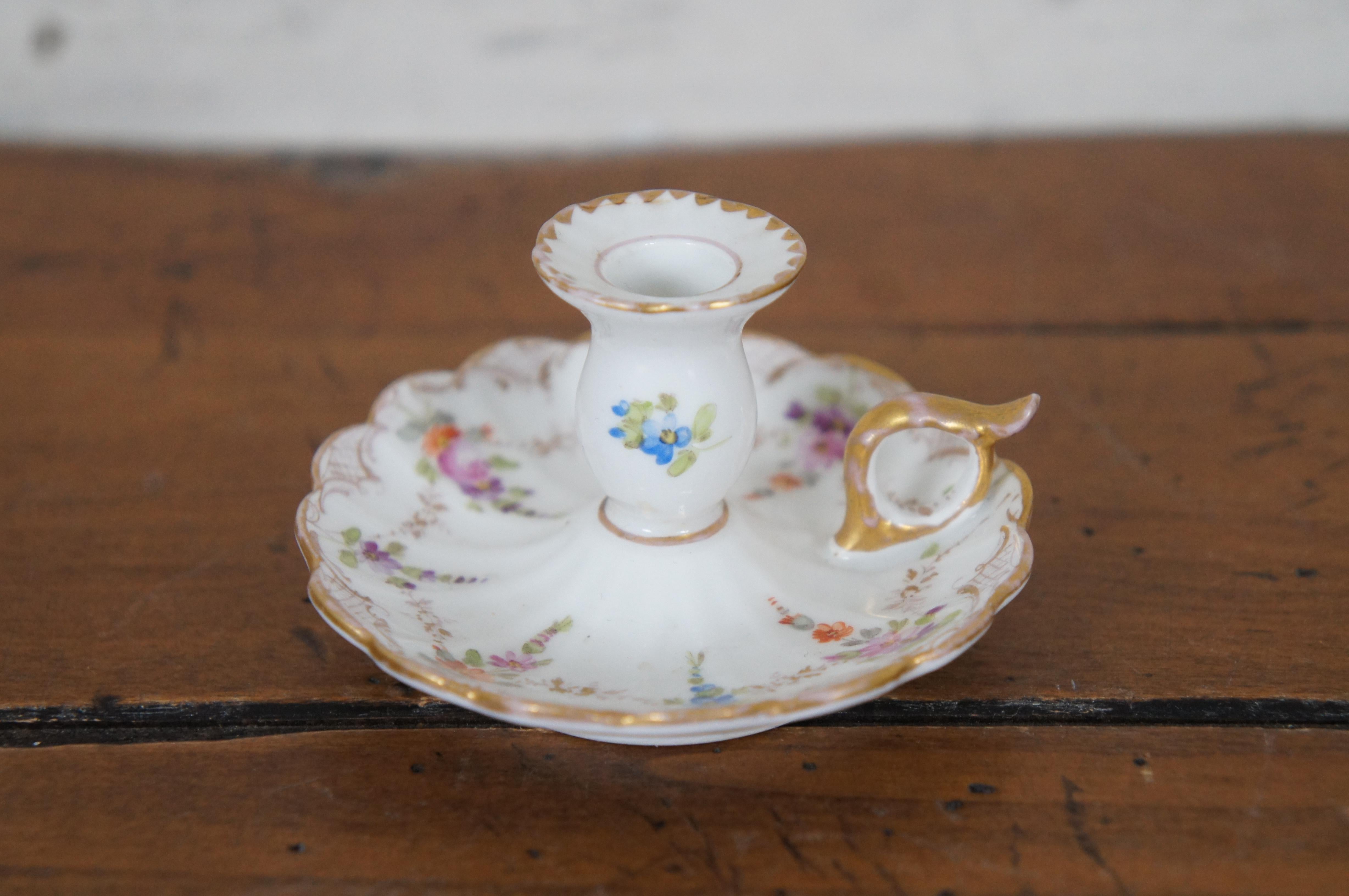 6 Antique German Dresden Meissen Klemm Carl Thieme Pitcher Tea Cups Plates  For Sale 1