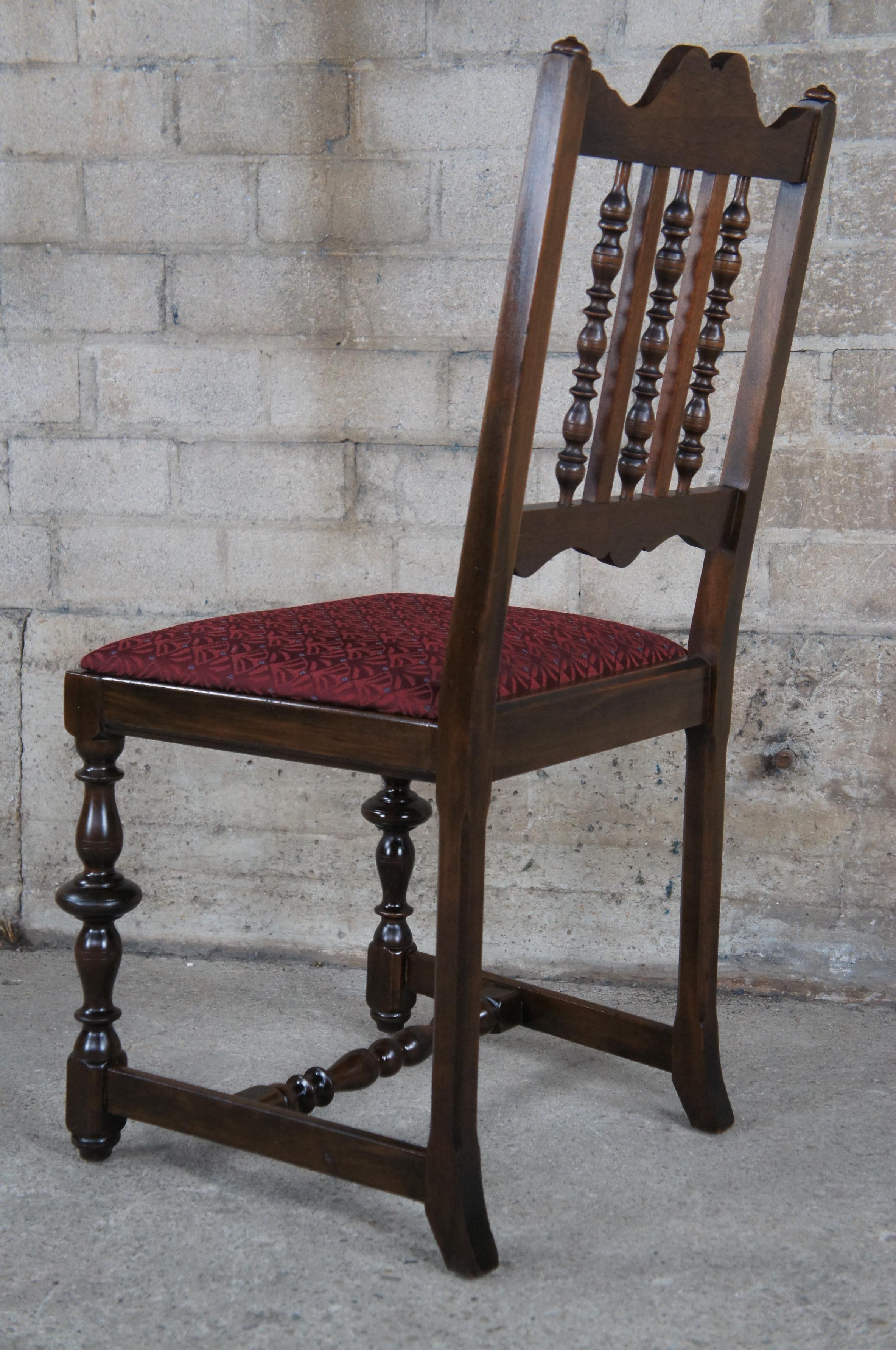 6 Antique Grand Rapids Chair Co. William & Mary Walnut Dining Chairs Jacobean 6