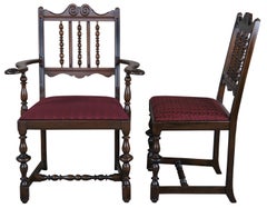 6 Antique Grand Rapids Chair Co. William & Mary Walnut Dining Chairs Jacobean
