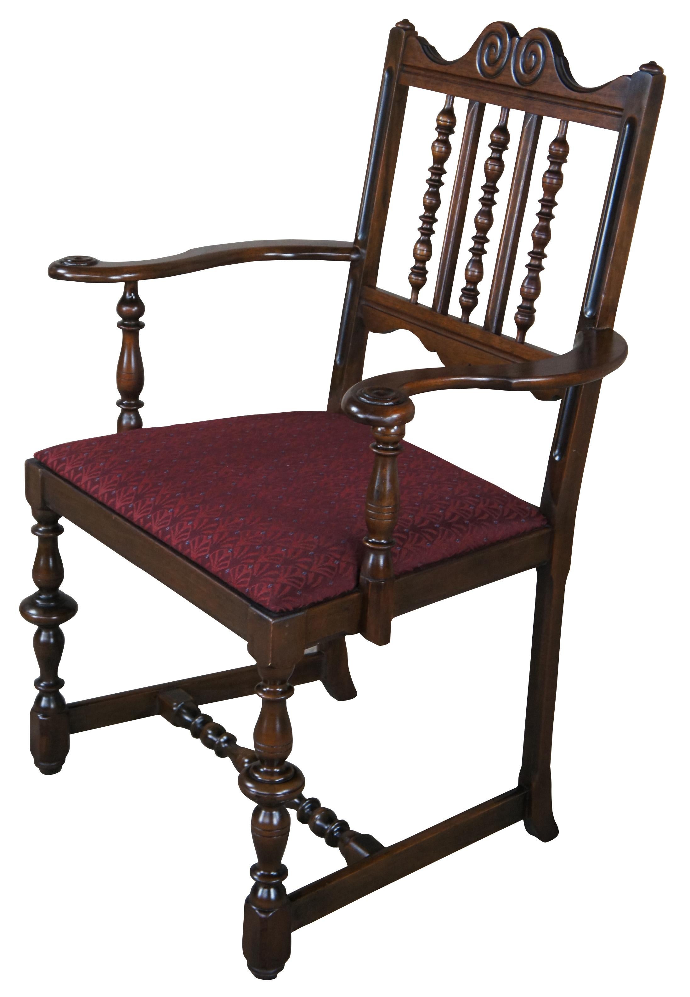 6 Antique Grand Rapids Chair Co. William & Mary Walnut Dining Chairs Jacobean In Good Condition In Dayton, OH