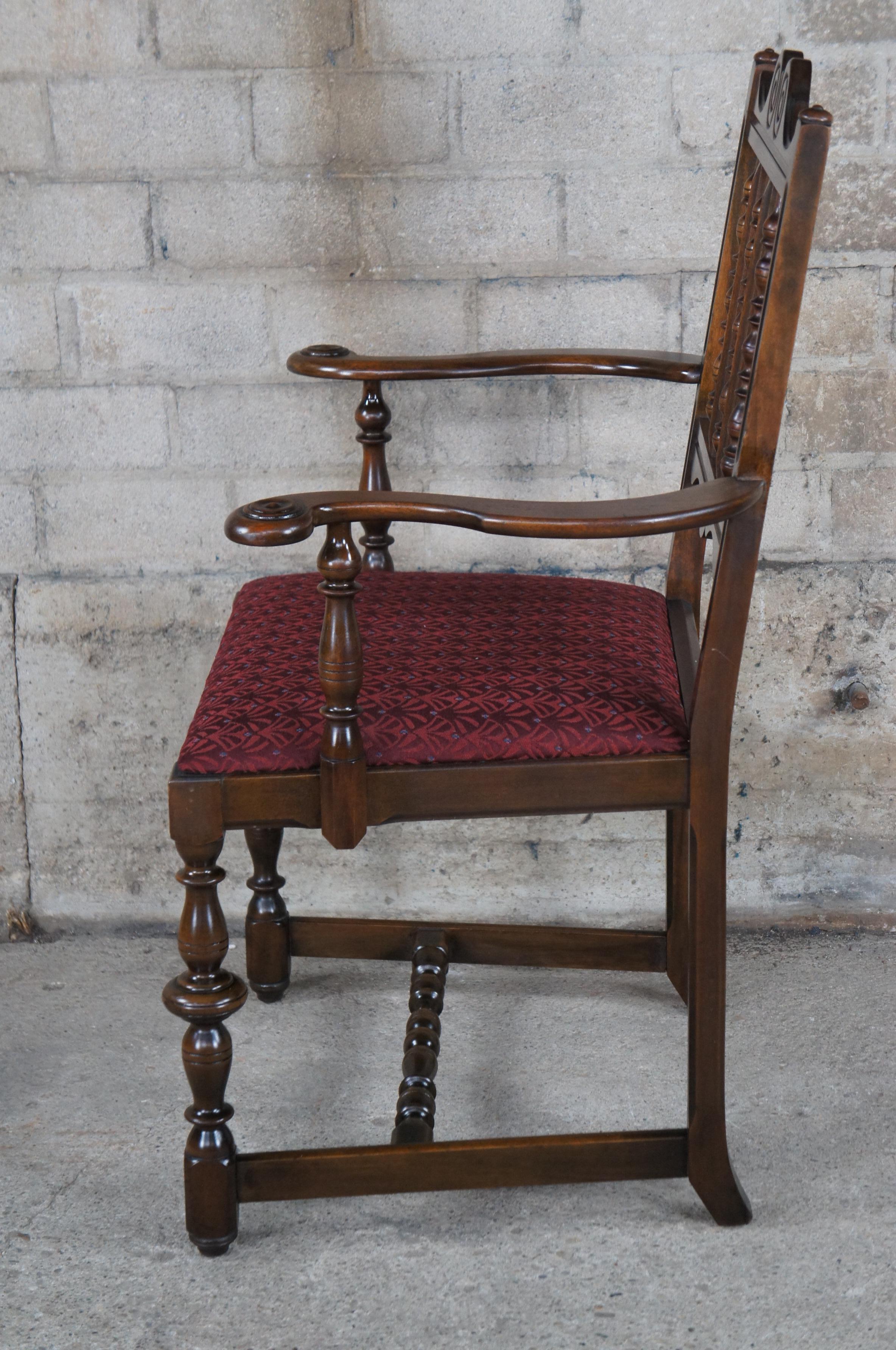 20th Century 6 Antique Grand Rapids Chair Co. William & Mary Walnut Dining Chairs Jacobean