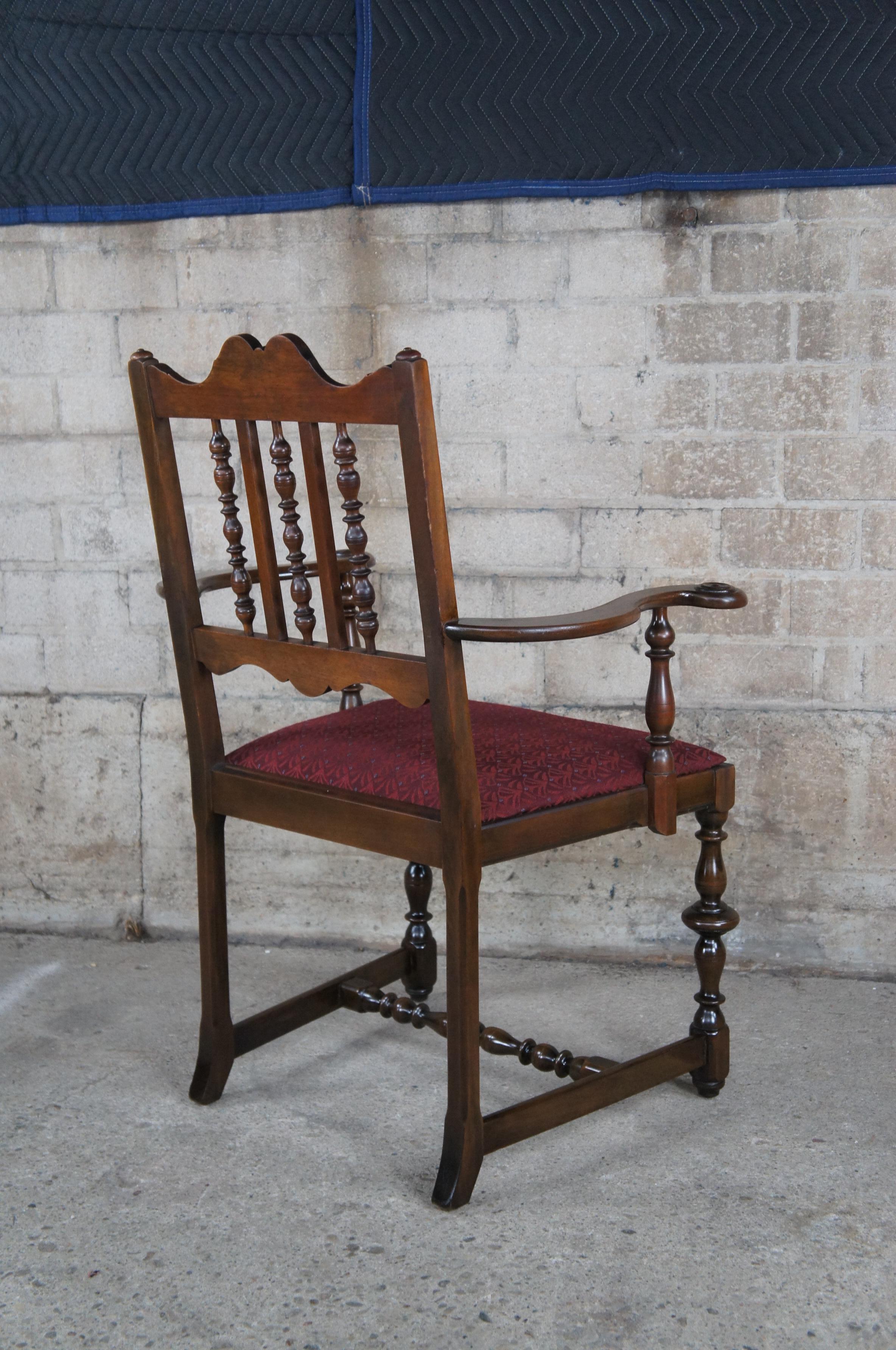 6 Antique Grand Rapids Chair Co. William & Mary Walnut Dining Chairs Jacobean 1