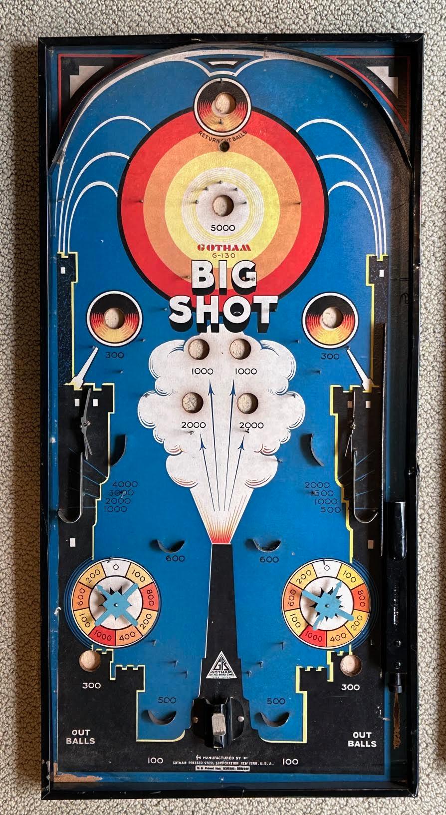 6 Antique Graphic Pinball Games Bon état - En vente à Stamford, CT