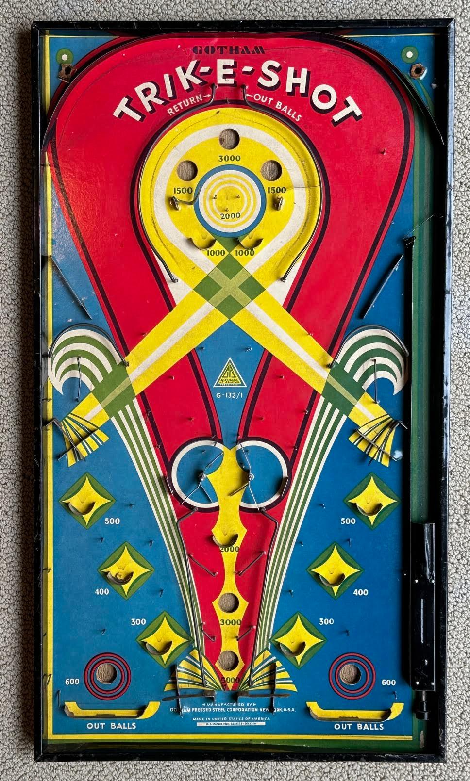 Métal 6 Antique Graphic Pinball Games en vente
