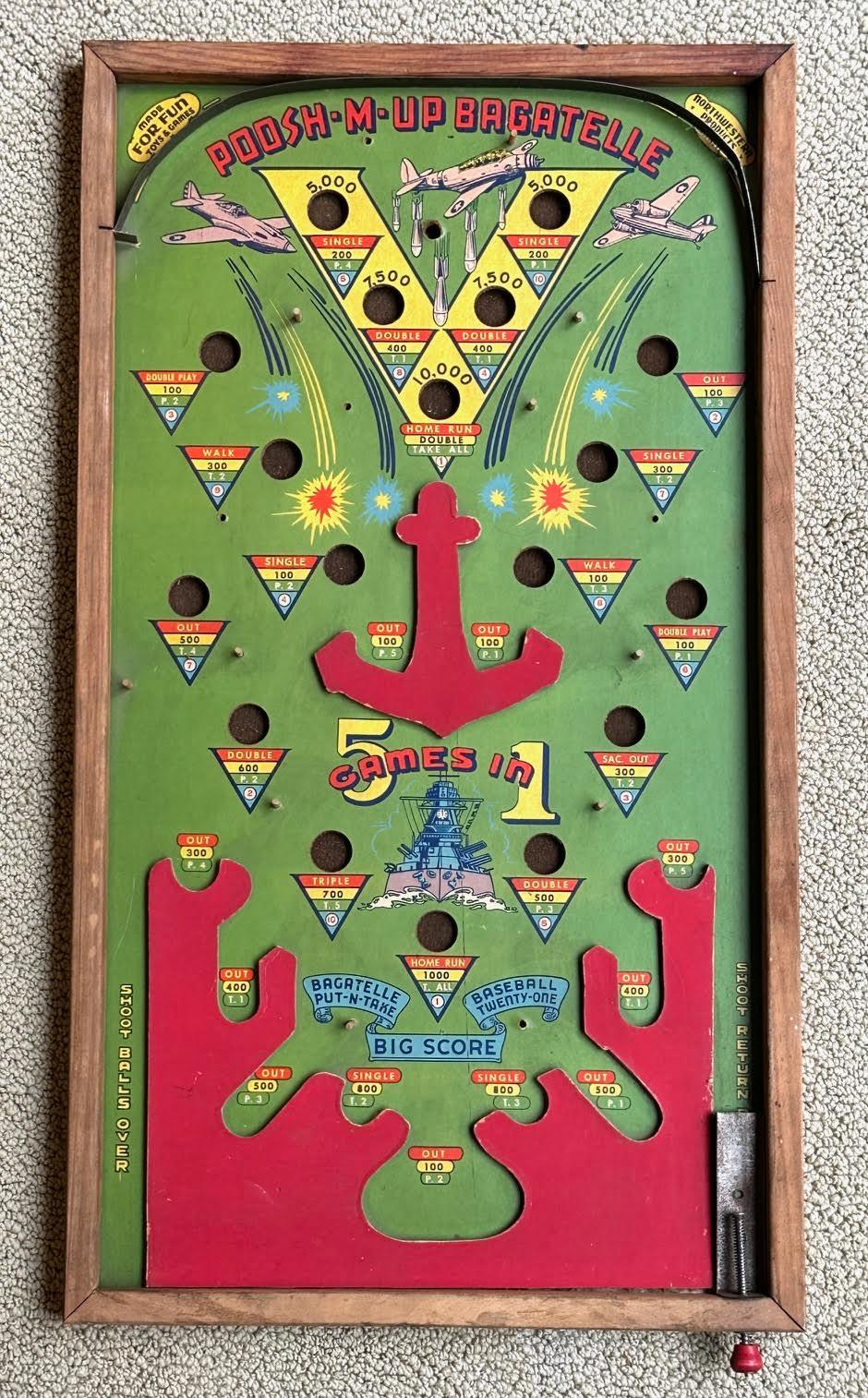 6 Antique Graphic Pinball Games en vente 1