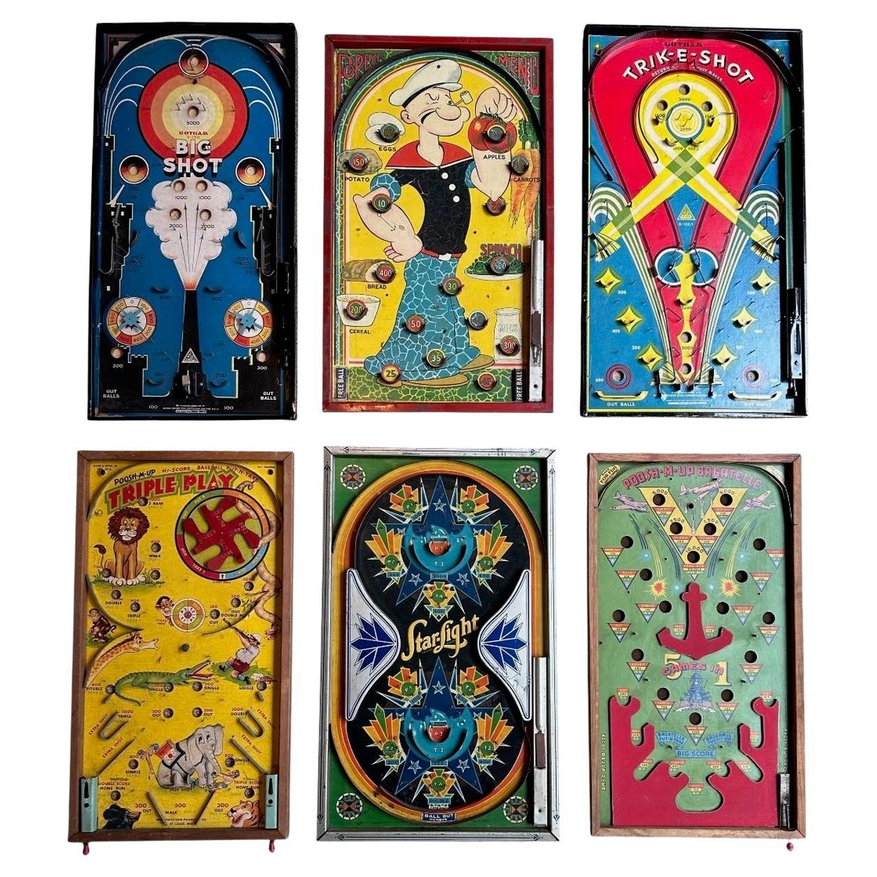 6 Antique Graphic Pinball Games