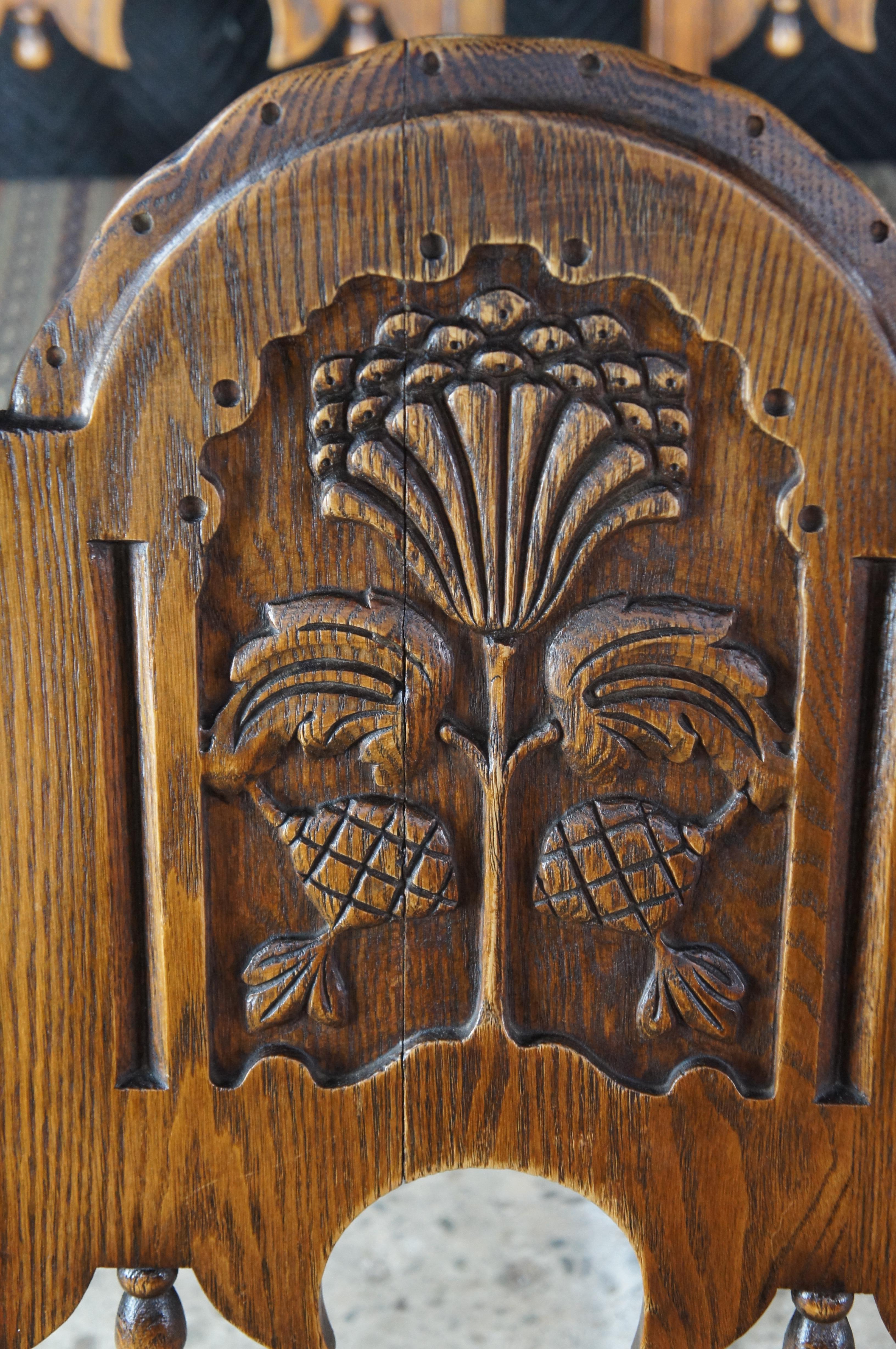6 Antike Jamestown Lounge Jacobean Tudor Feudal Oak geschnitzt Esszimmerstühle im Angebot 4