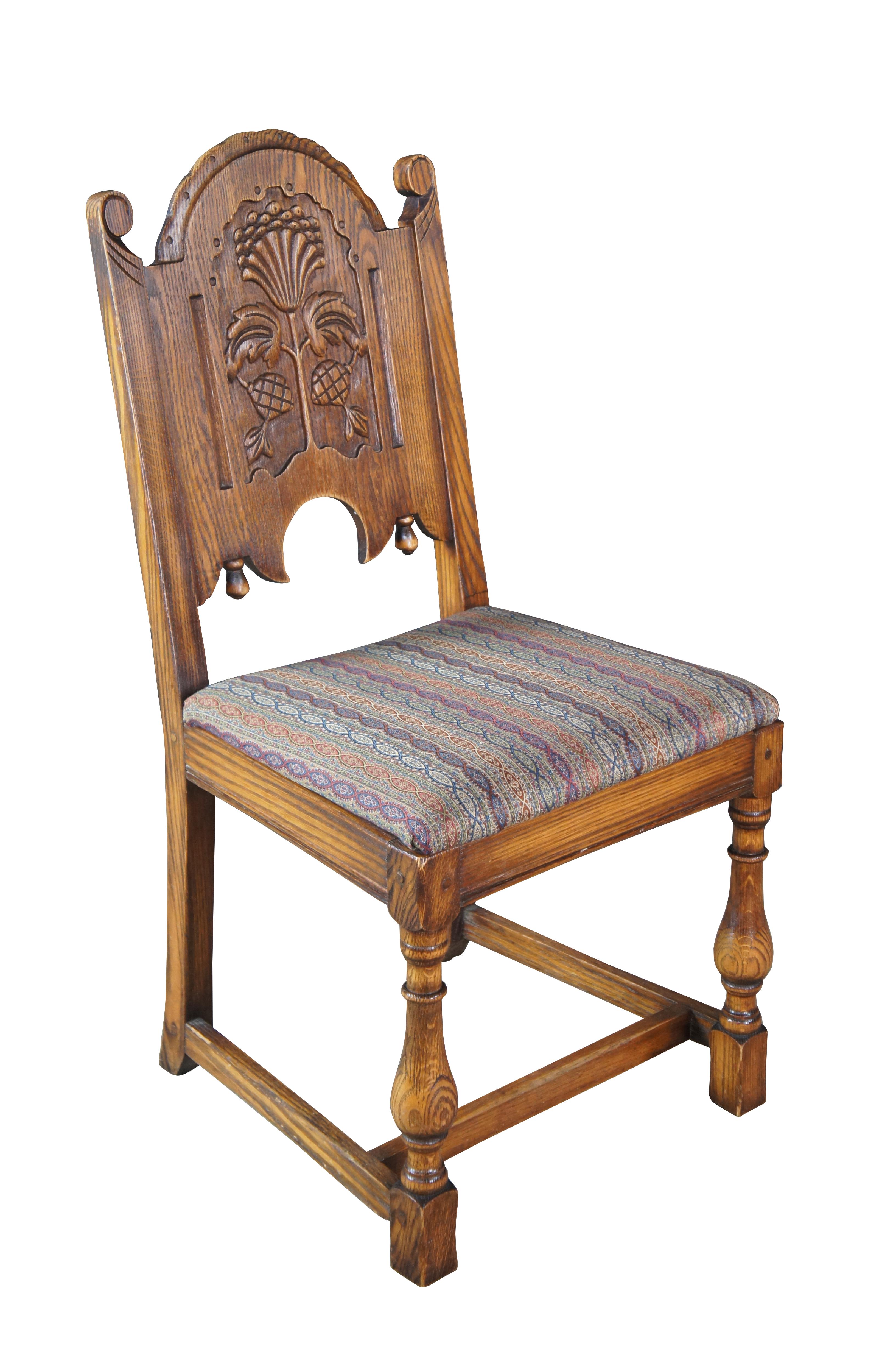 6 Antike Jamestown Lounge Jacobean Tudor Feudal Oak geschnitzt Esszimmerstühle (Jakobinisch) im Angebot