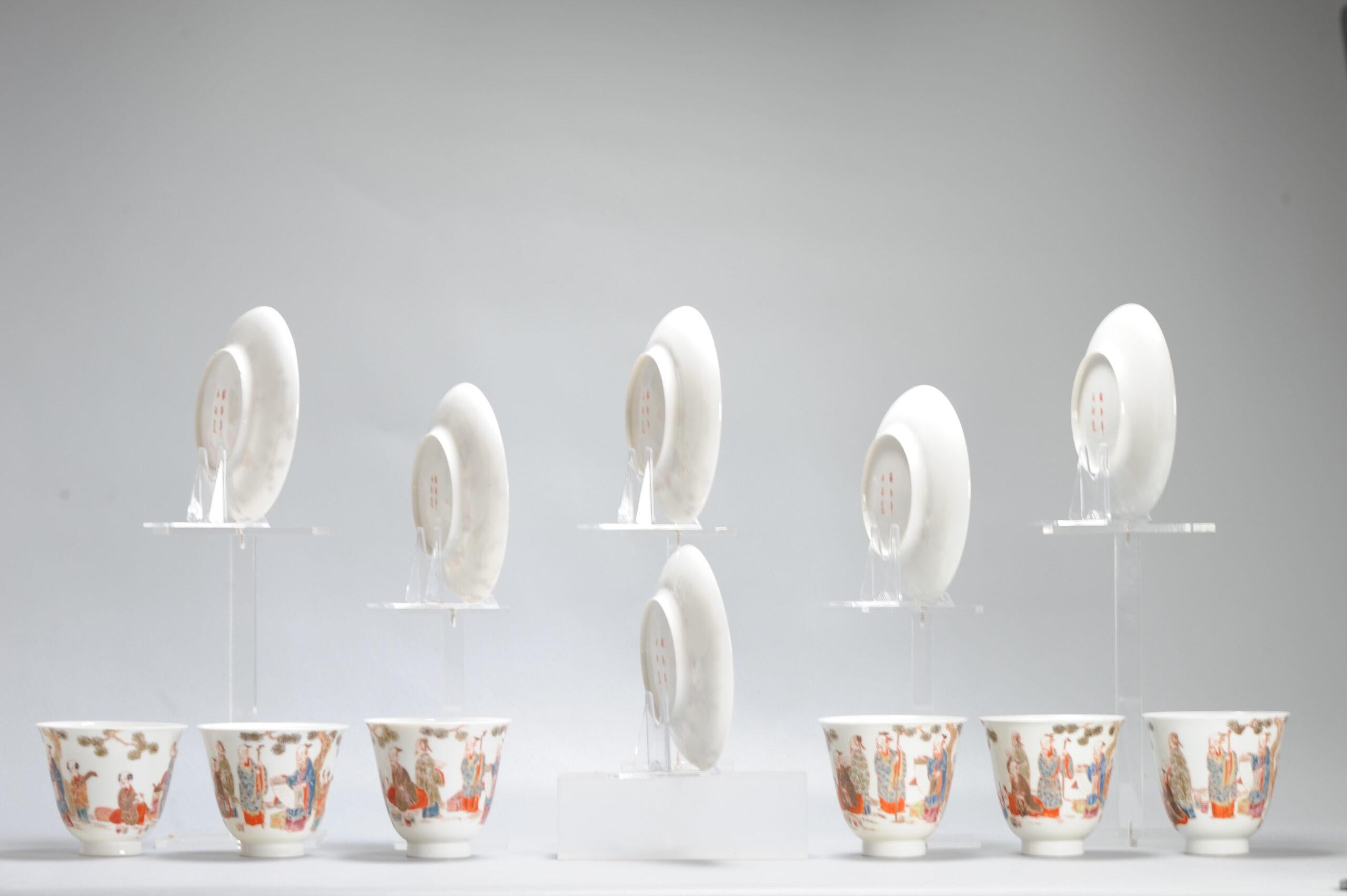 6# Antique Japanese Meiji Period Set Of Cups or Tea Bowls Porcelain Eggshell For Sale 6