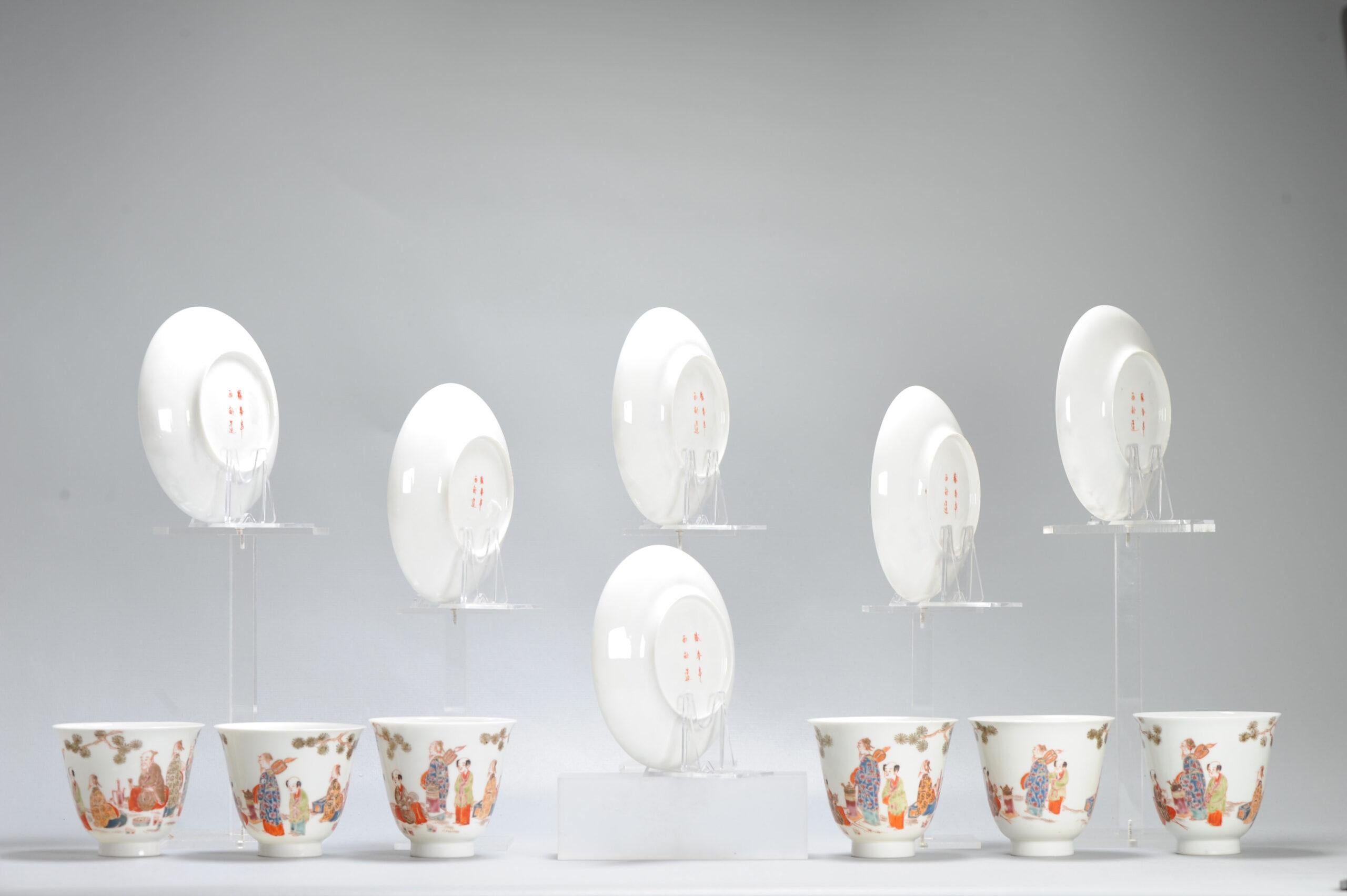 6# Antique Japanese Meiji Period Set Of Cups or Tea Bowls Porcelain Eggshell For Sale 11
