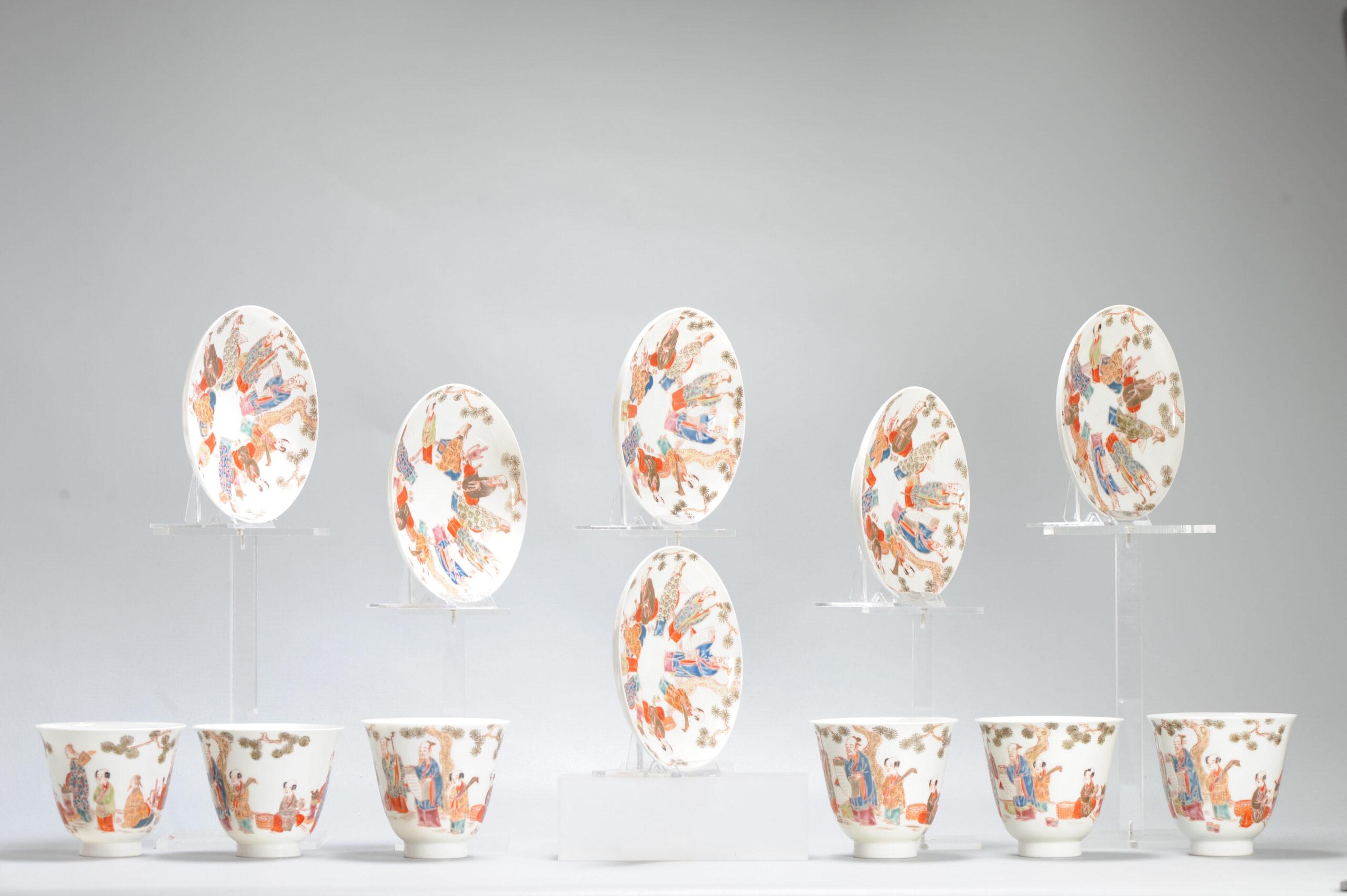 6# Antique Japanese Meiji Period Set Of Cups or Tea Bowls Porcelain Eggshell For Sale 12