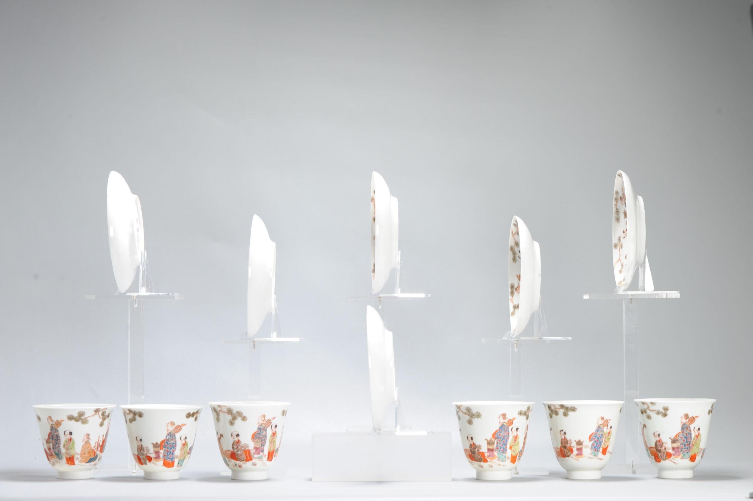 19th Century 6# Antique Japanese Meiji Period Set Of Cups or Tea Bowls Porcelain Eggshell For Sale
