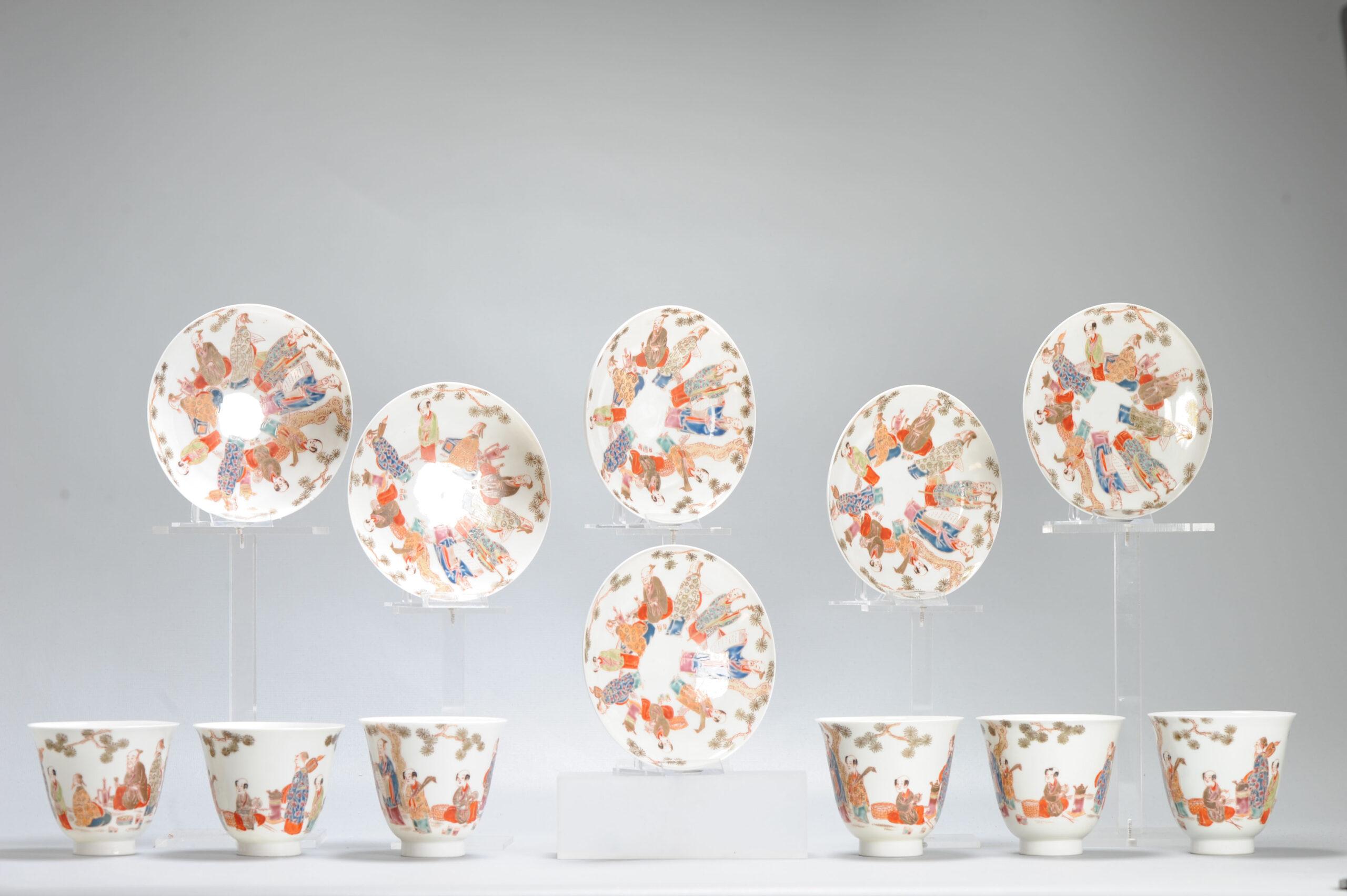 6# Antique Japanese Meiji Period Set Of Cups or Tea Bowls Porcelain Eggshell For Sale 5