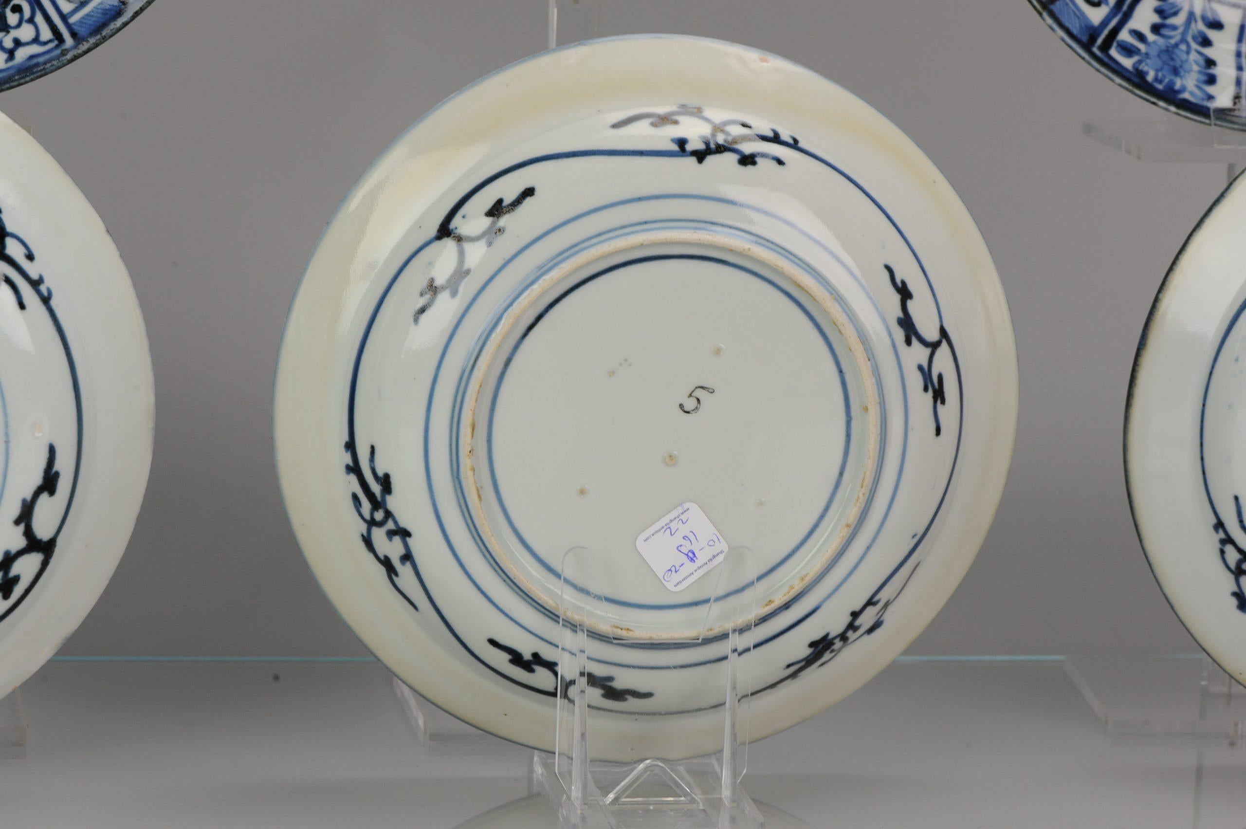 Assiettes plates Kraak de la période Edo 1680-1710 en porcelaine japonaise ancienne n°6 en vente 4