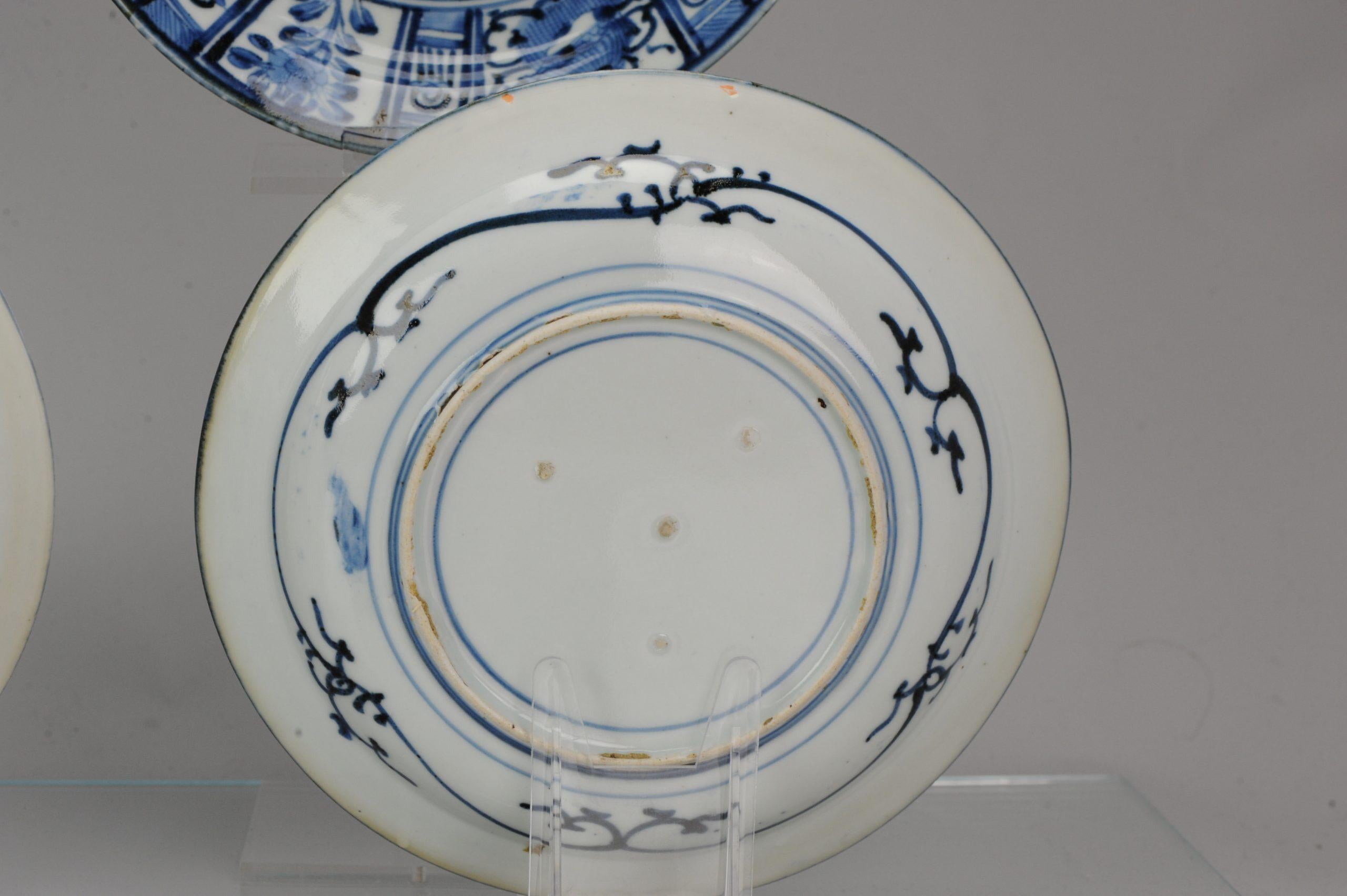#6 Antique Japanese Porcelain 1680-1710 Edo Period Kraak Dinner Plates For Sale 3