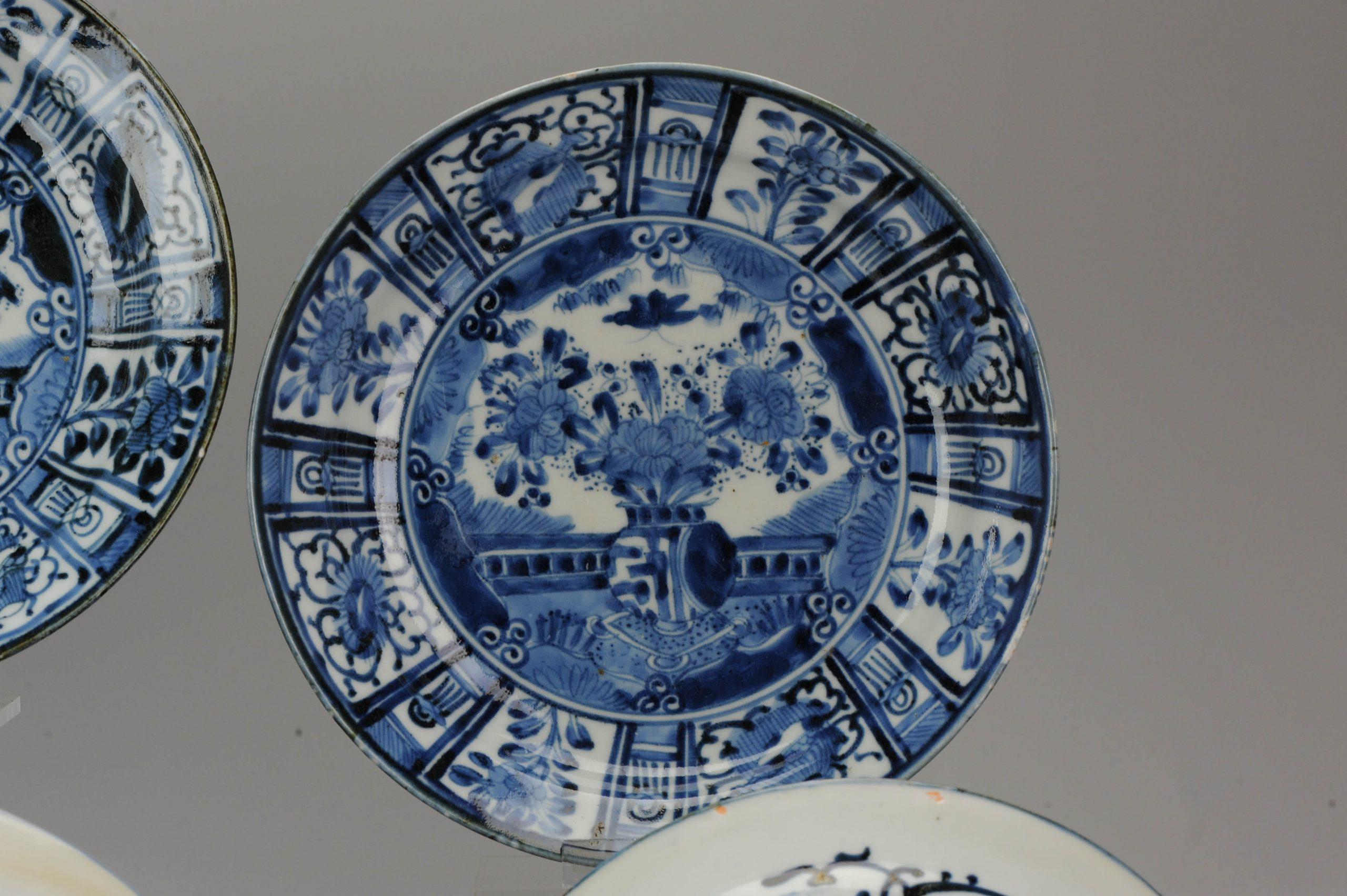 Assiettes plates Kraak de la période Edo 1680-1710 en porcelaine japonaise ancienne n°6 en vente 6