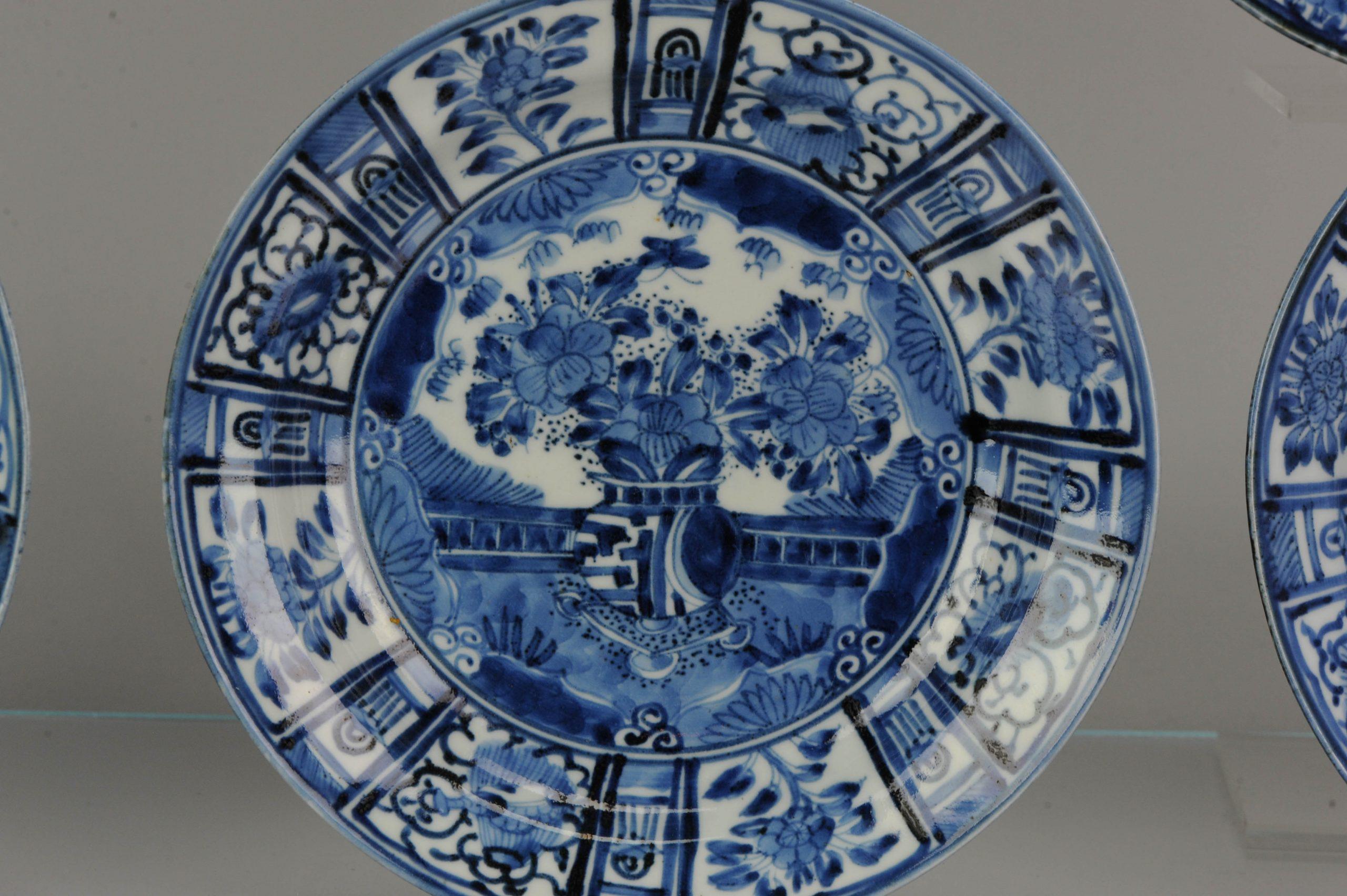 Assiettes plates Kraak de la période Edo 1680-1710 en porcelaine japonaise ancienne n°6 en vente 8