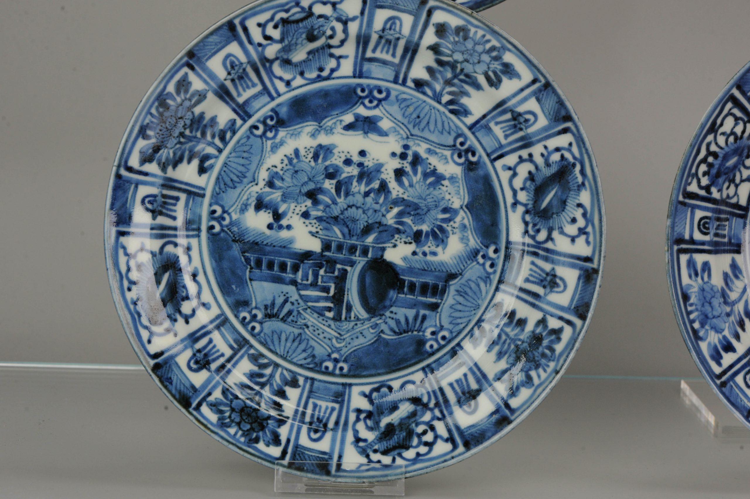 Assiettes plates Kraak de la période Edo 1680-1710 en porcelaine japonaise ancienne n°6 en vente 10