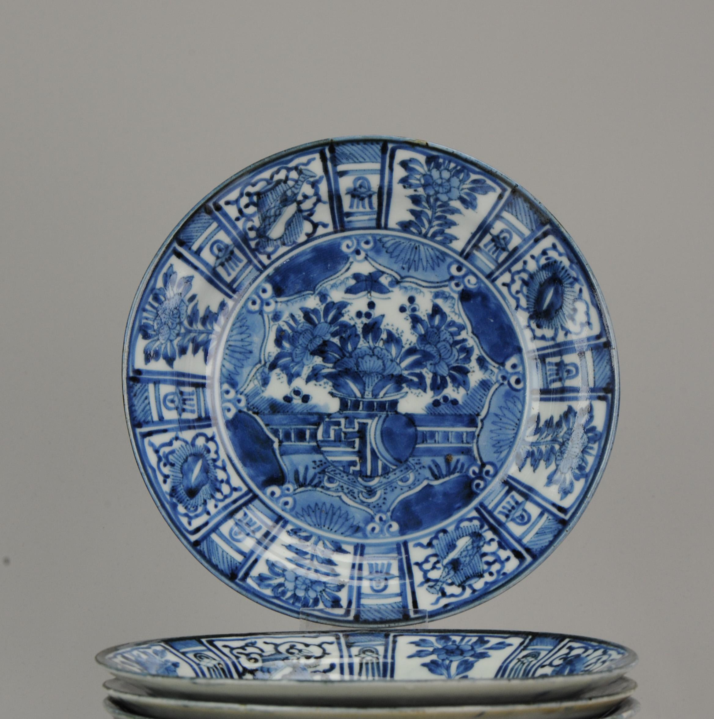 Assiettes plates Kraak de la période Edo 1680-1710 en porcelaine japonaise ancienne n°6 en vente 11