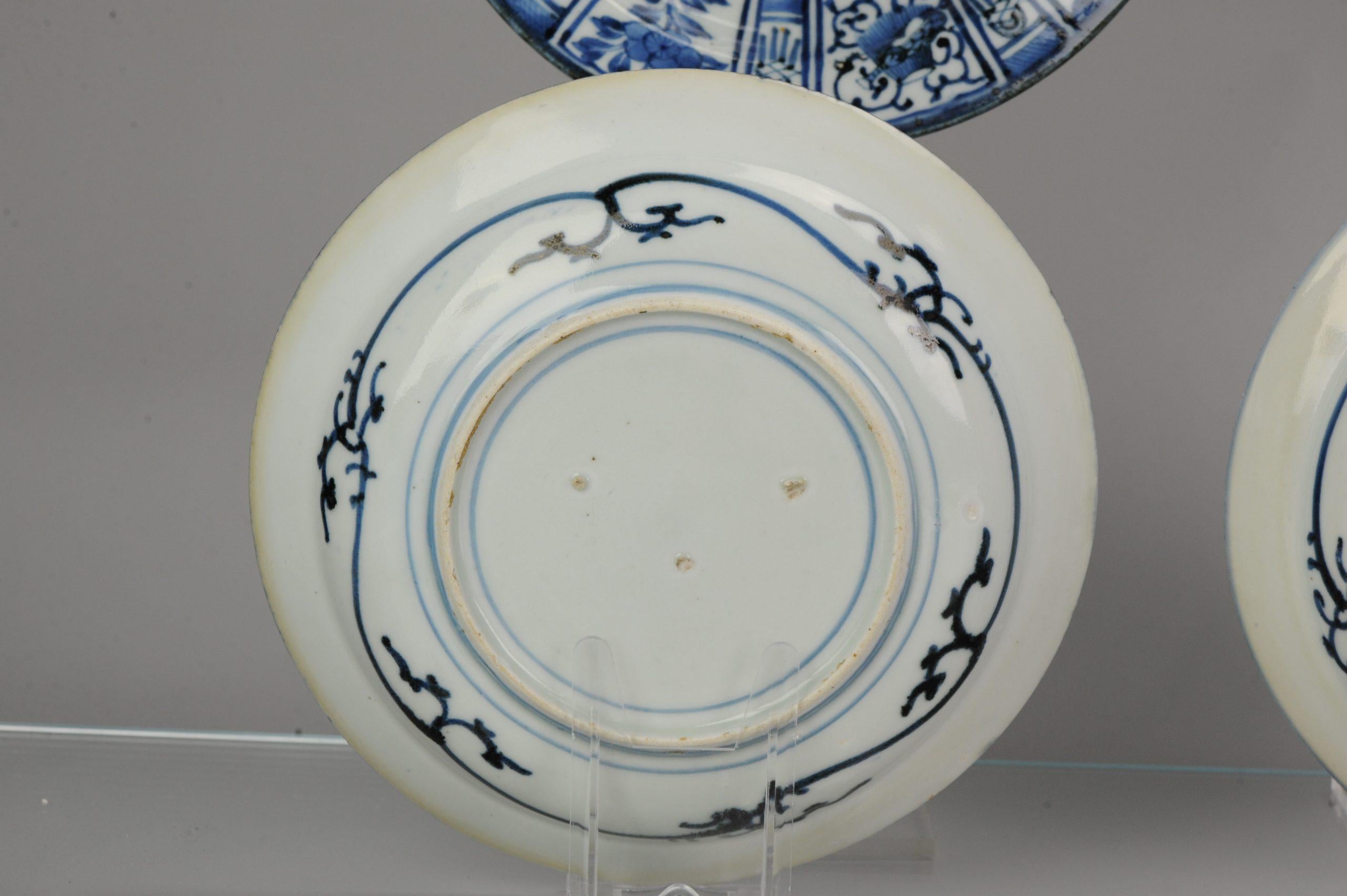 #6 Antique Japanese Porcelain 1680-1710 Edo Period Kraak Dinner Plates For Sale 1
