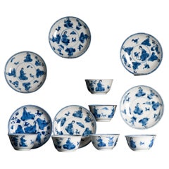 #6 Antique Kangxi Period Eggshell Chinese porcelain Tea Bowls and Dishes LADY..