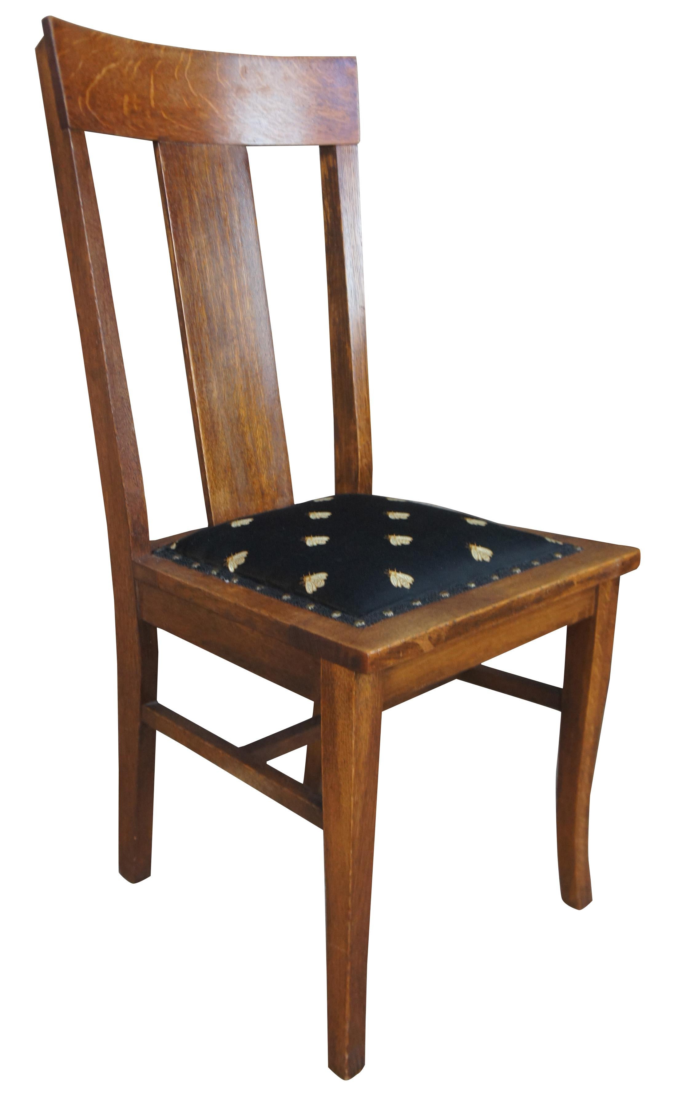 6 Antique Late Victorian Quartersawn Oak National Furniture Co Dining Chairs In Good Condition In Dayton, OH