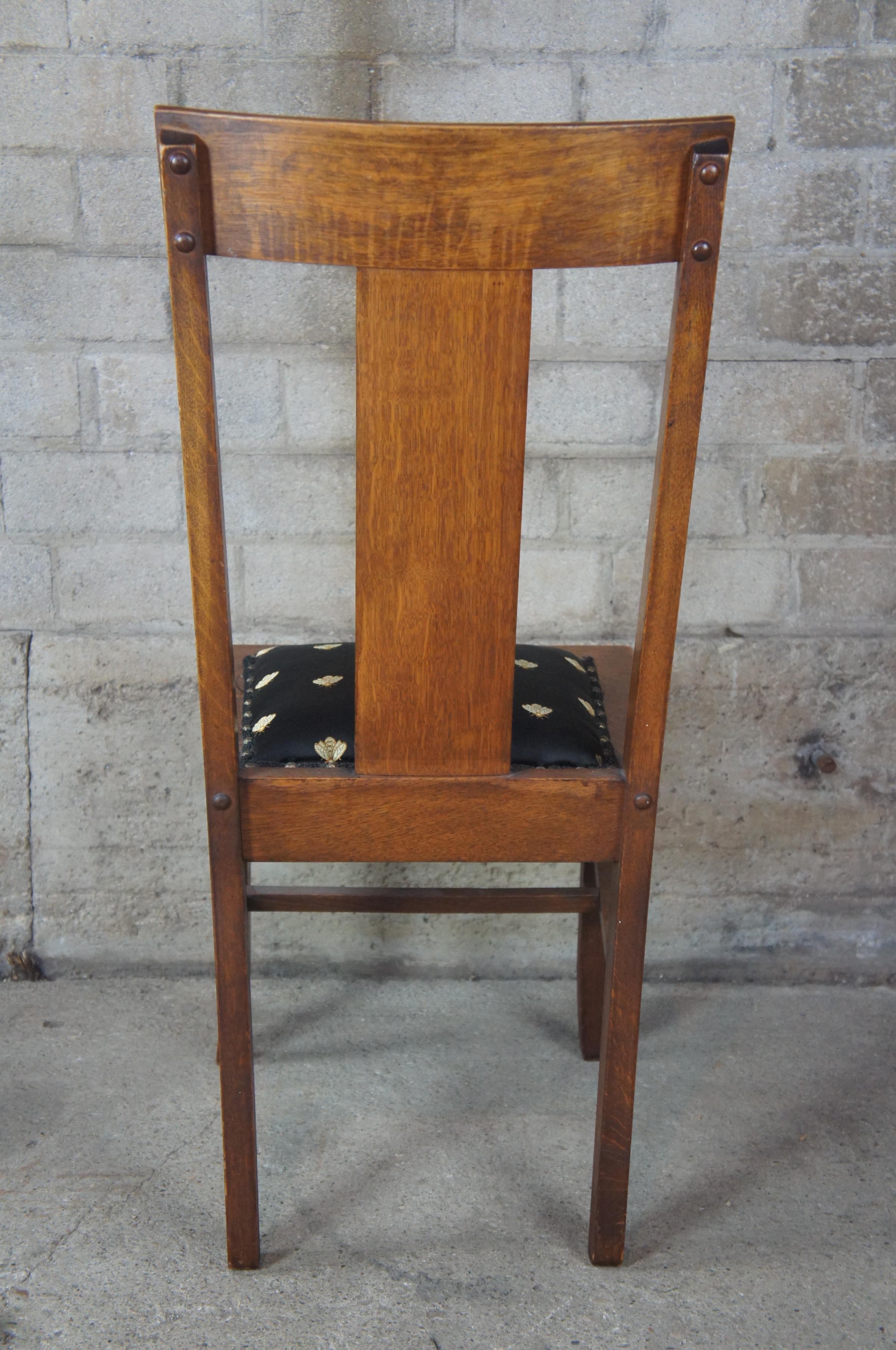 20th Century 6 Antique Late Victorian Quartersawn Oak National Furniture Co Dining Chairs