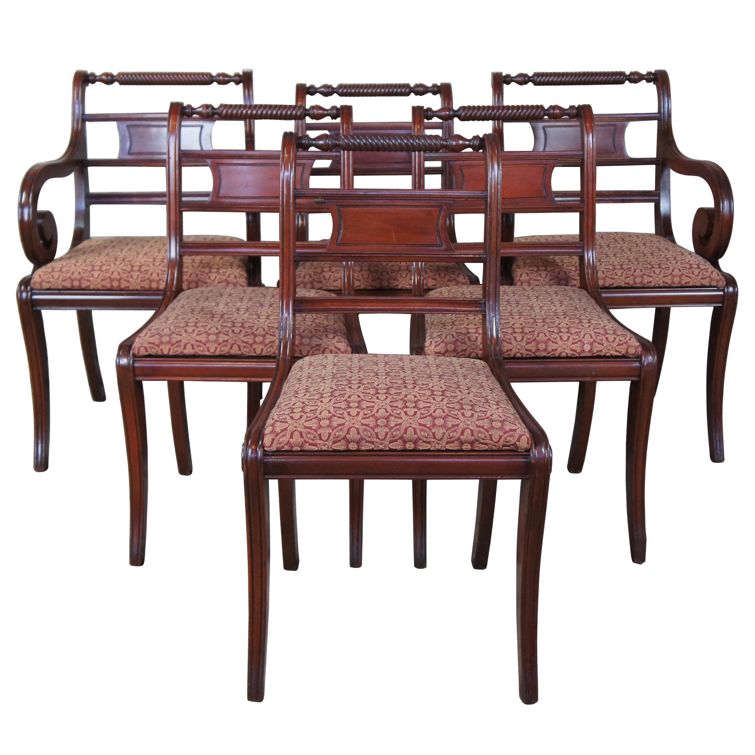 6 Antique Mahogany English Regency, Regency Dining Chairs Antique