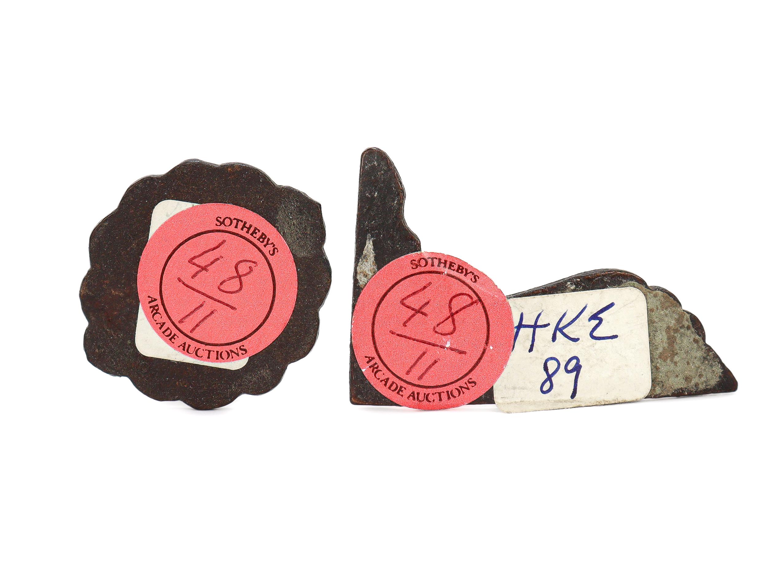 6 Antique Qajar Period Stamped Manuscript Inlay Leather Medallions, Ex-Sotheby's For Sale 3